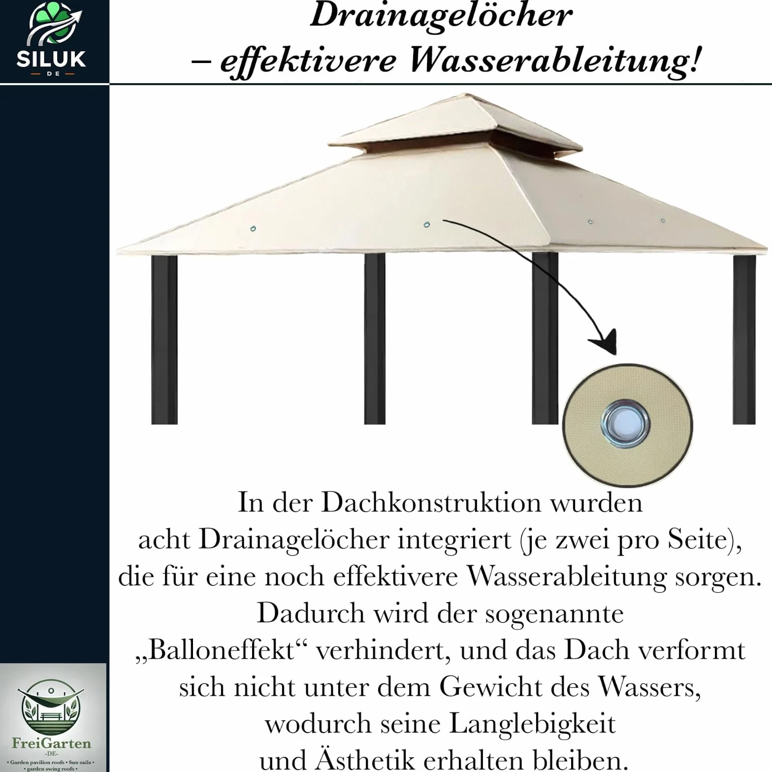 Tetto di ricambio per gazebo 334x334 cm sabbia anticata impermeabile Panama PCV Soft 370 g/m² modello 10 beige