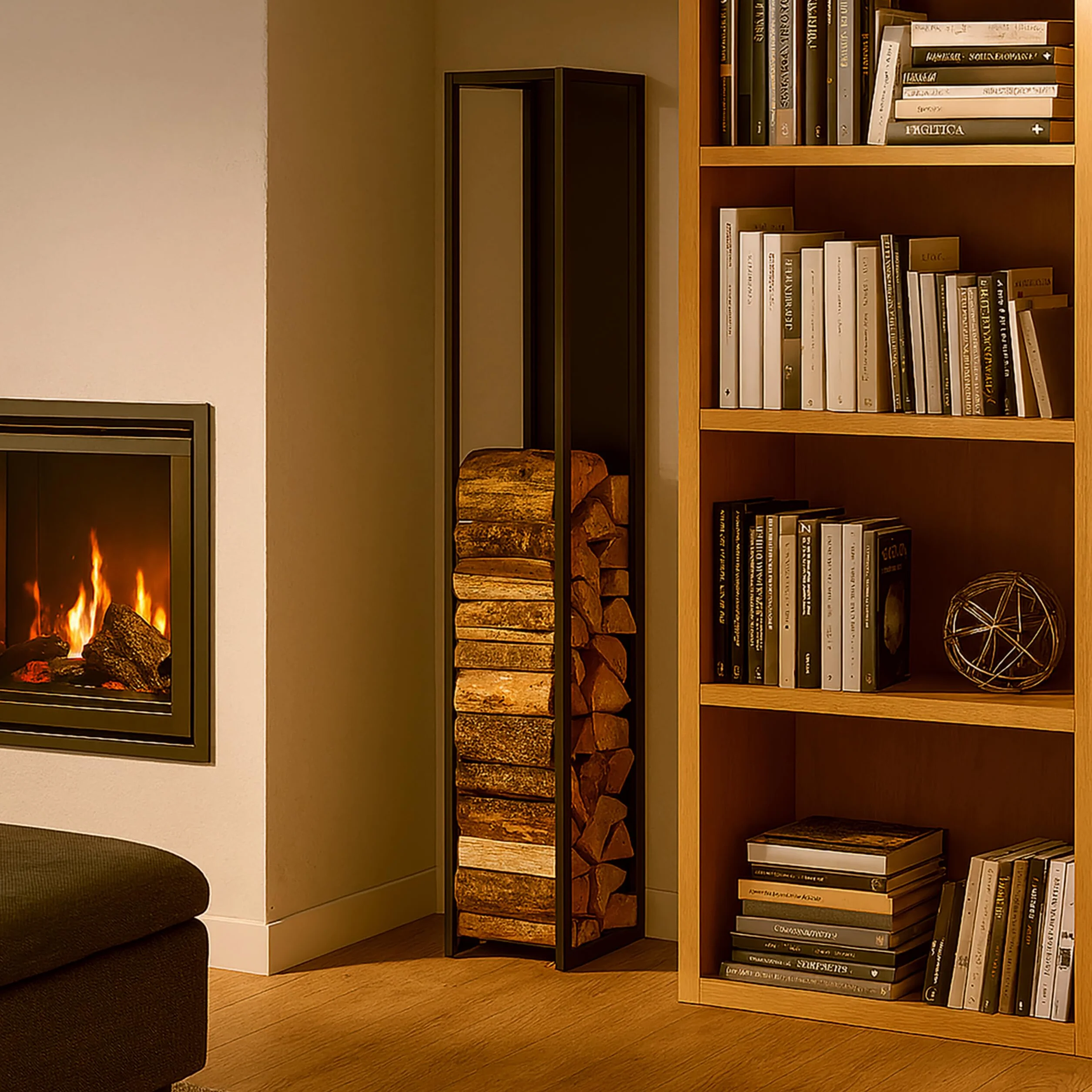 Relaxdays Scaffale Portalegna da Interno in Acciaio 157x23,5x30 cm Nero