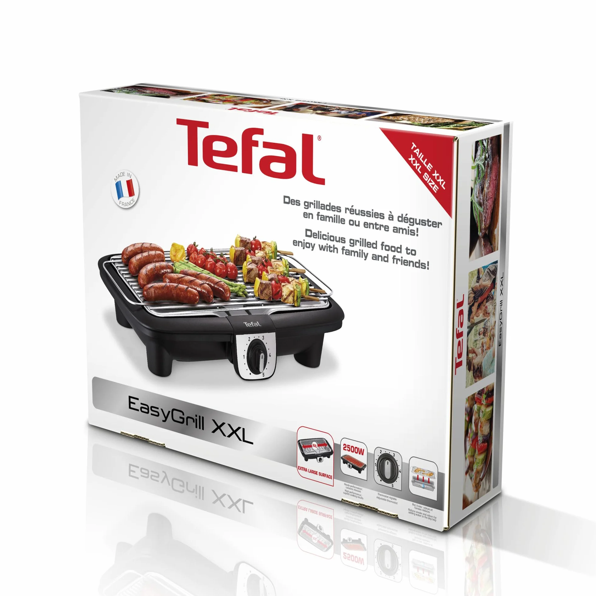 Tefal EasyGrill XXL Barbecue Elettrico 2500W Termostato Regolabile Antivento