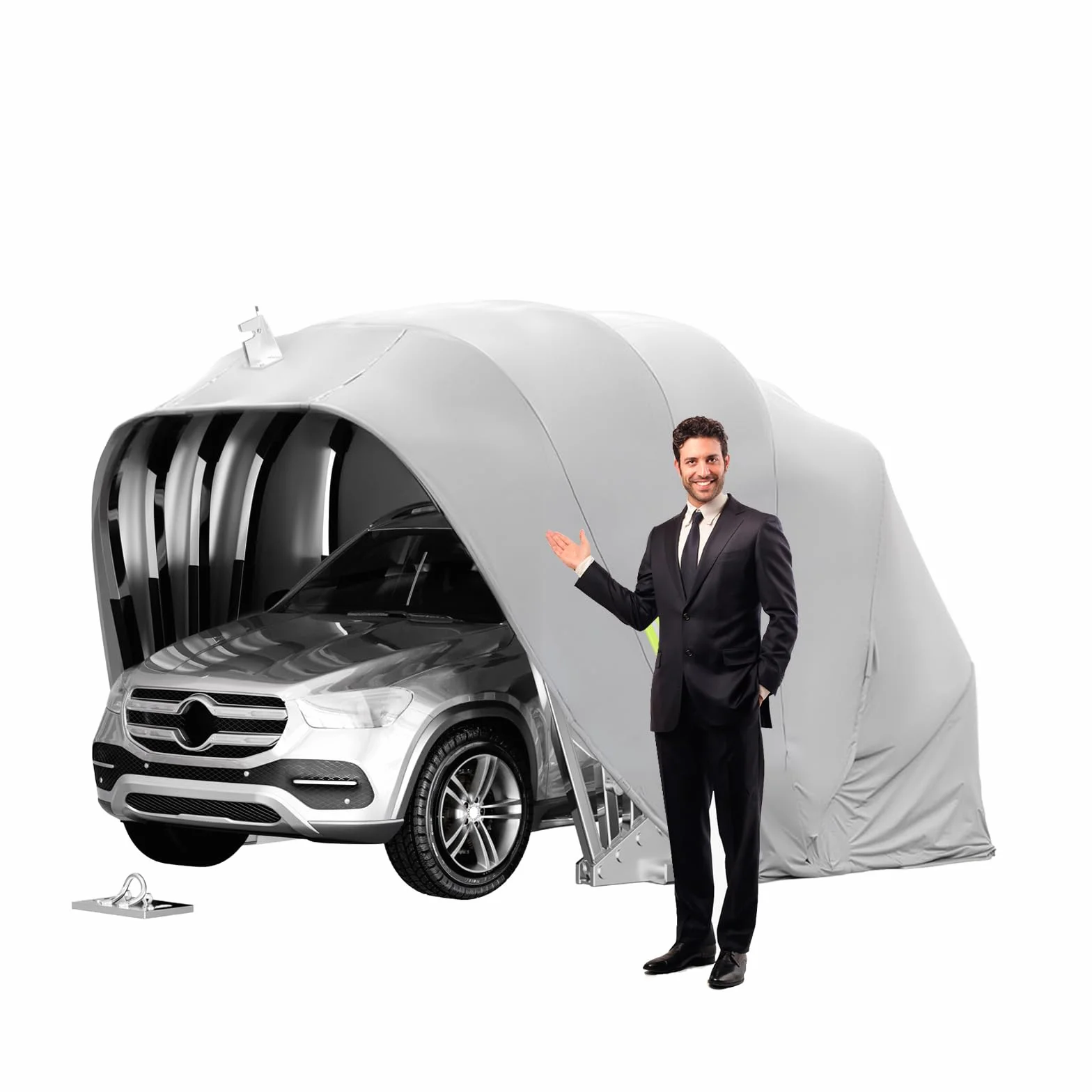 Garage Pieghevole Mobile in Acciaio Inossidabile L:5.5/5.9M Grigio