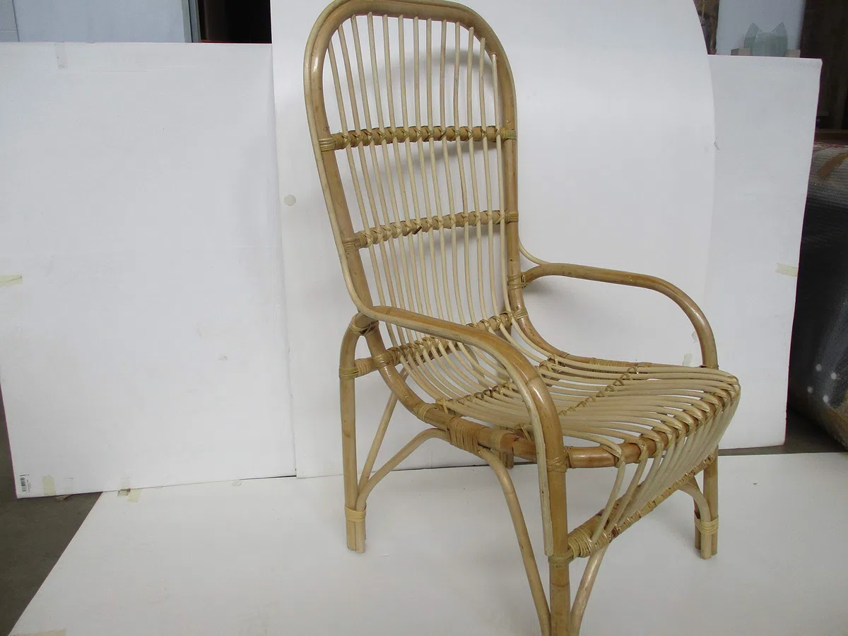 Fotel Rattan Naturalny 56x63x110 cm Ogrodowy Salon