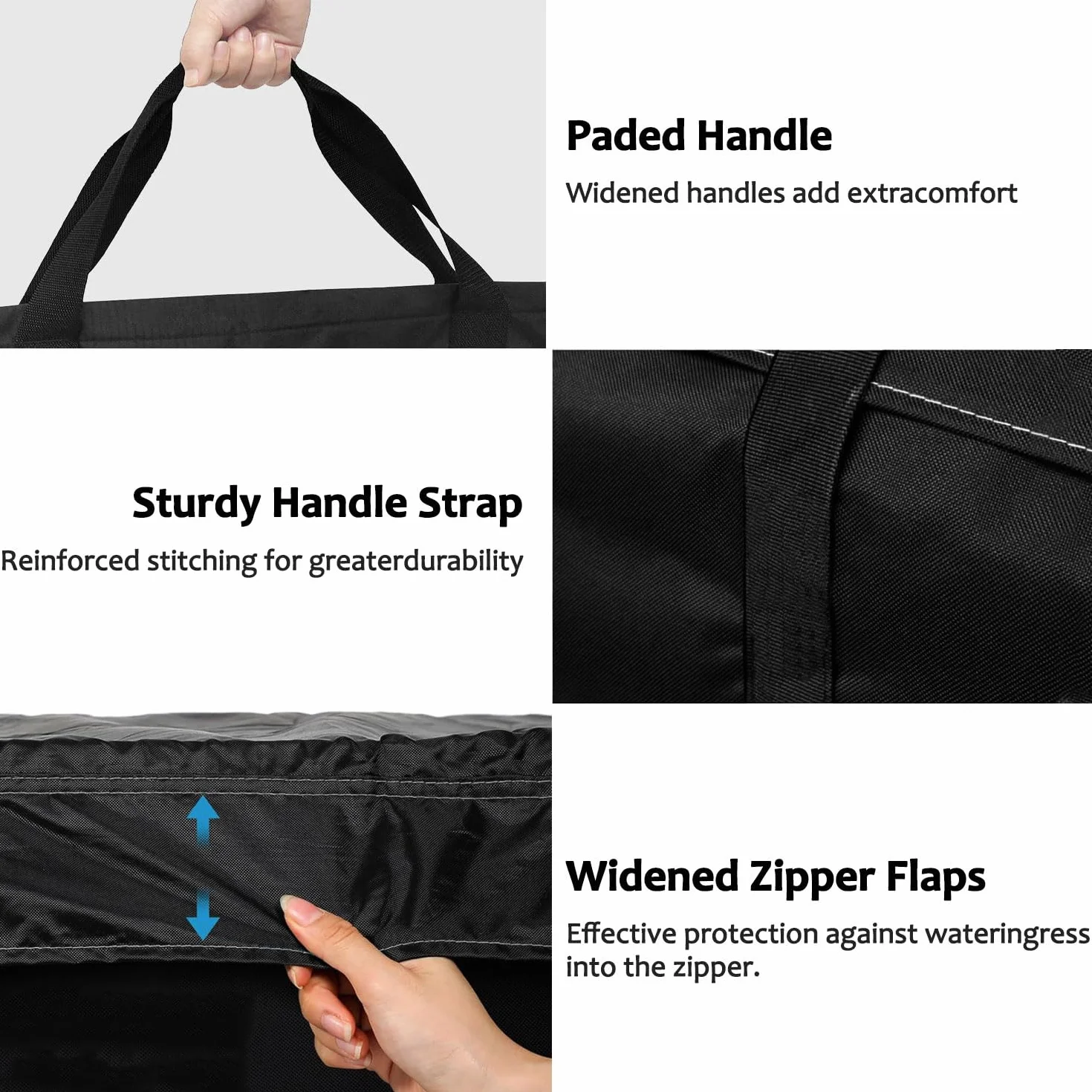 Borsa per Cuscini da Giardino Impermeabile 600D Oxford 200x60x75cm Nero