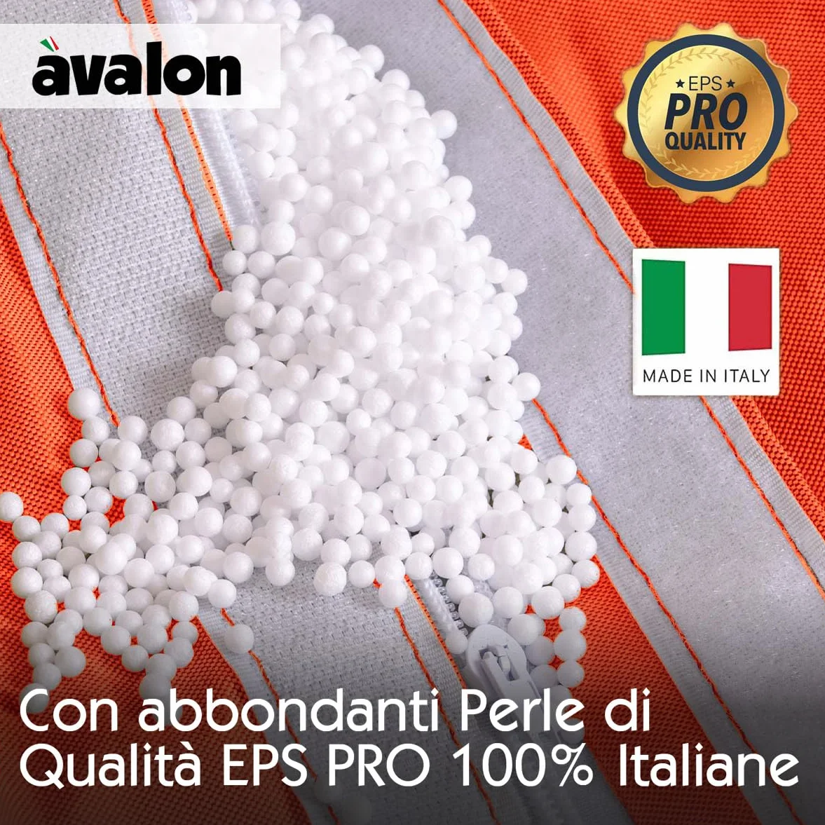 Avalon Pouf Poltrona Sacco da Esterno Grande L Samba 80x80x125cm Arancio Impermeabile Antistrappo