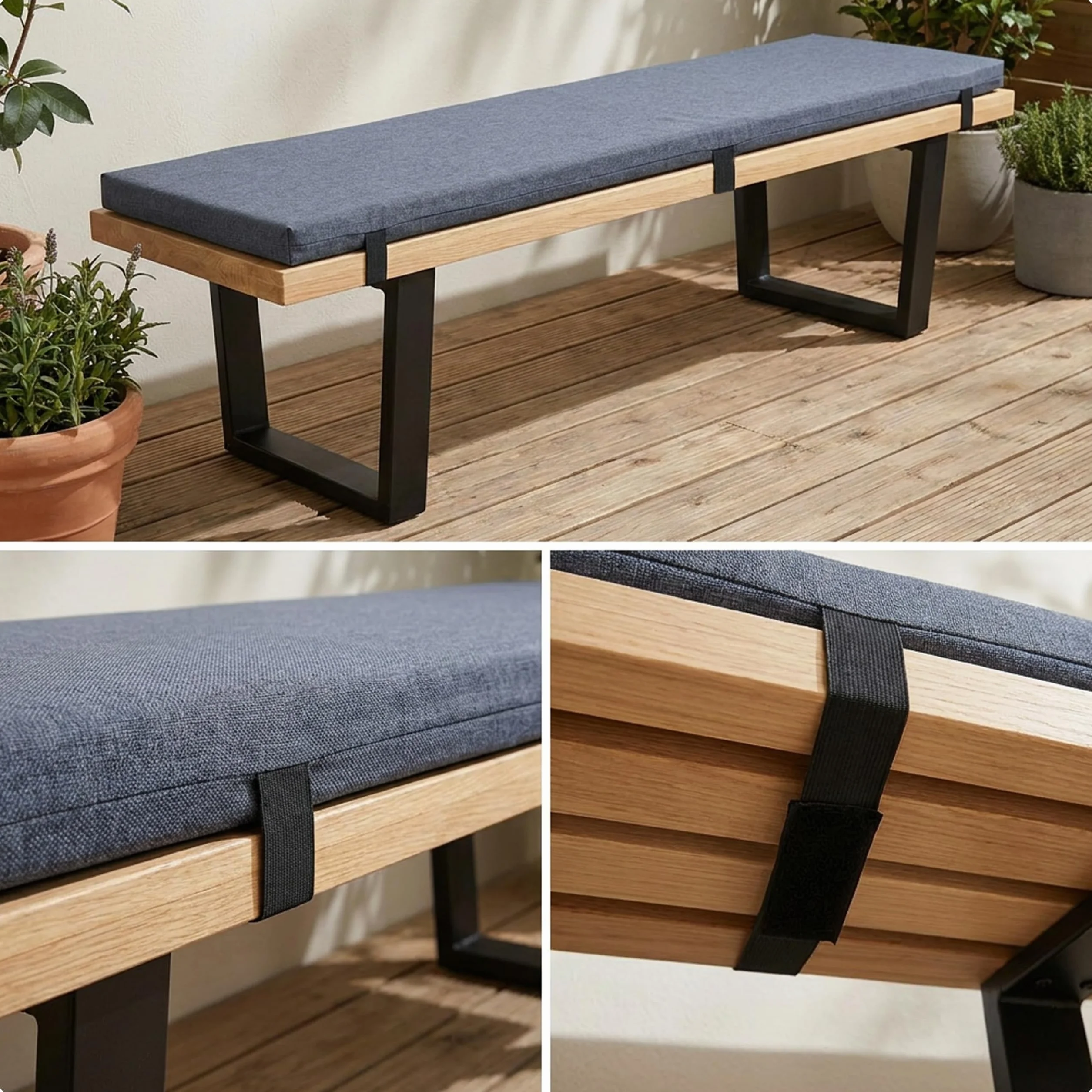 Garronda Impermeabile Cuscino per Panca da Esterno 100 x 40 in Poliestere Antracite
