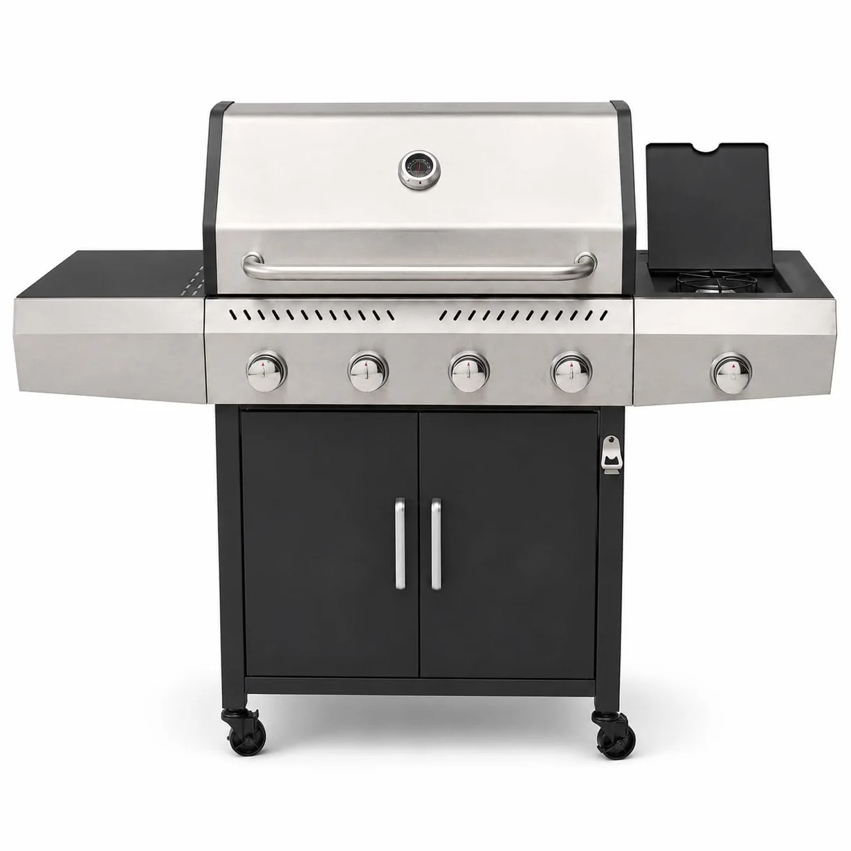 Barbecue a Gas Professionale XXL 16 kW 5 Bruciatori Acciaio Inox 304 137x50x120 cm Nero