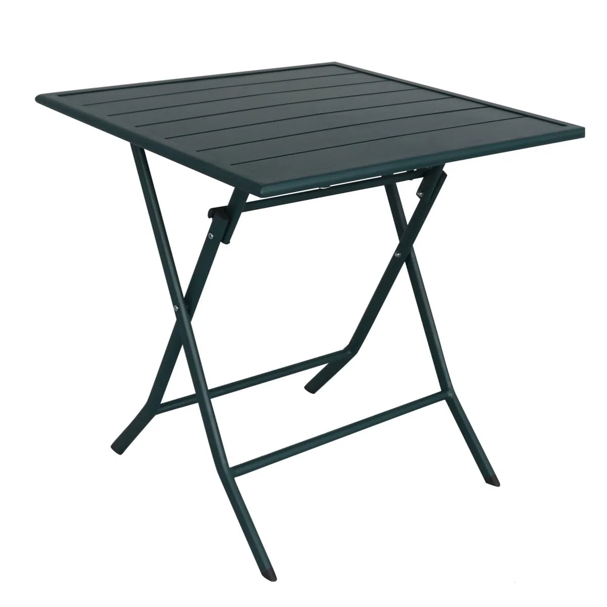 Tavolo Quadrato Pieghevole da Esterno 4 Posti 60x60x70h cm Struttura in Acciaio Metallo con Doghe per Giardino Terrazzo Salvaspazio