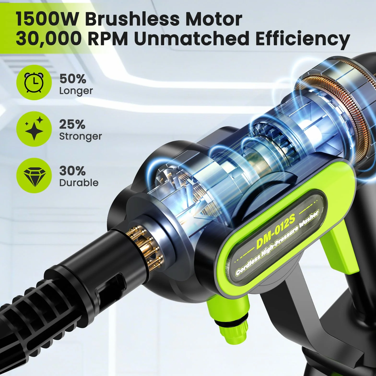 Idropulitrice a Batteria 100 Bar 4000mAh Uscita 14mm Ugello 6 in 1 Tubo 5m