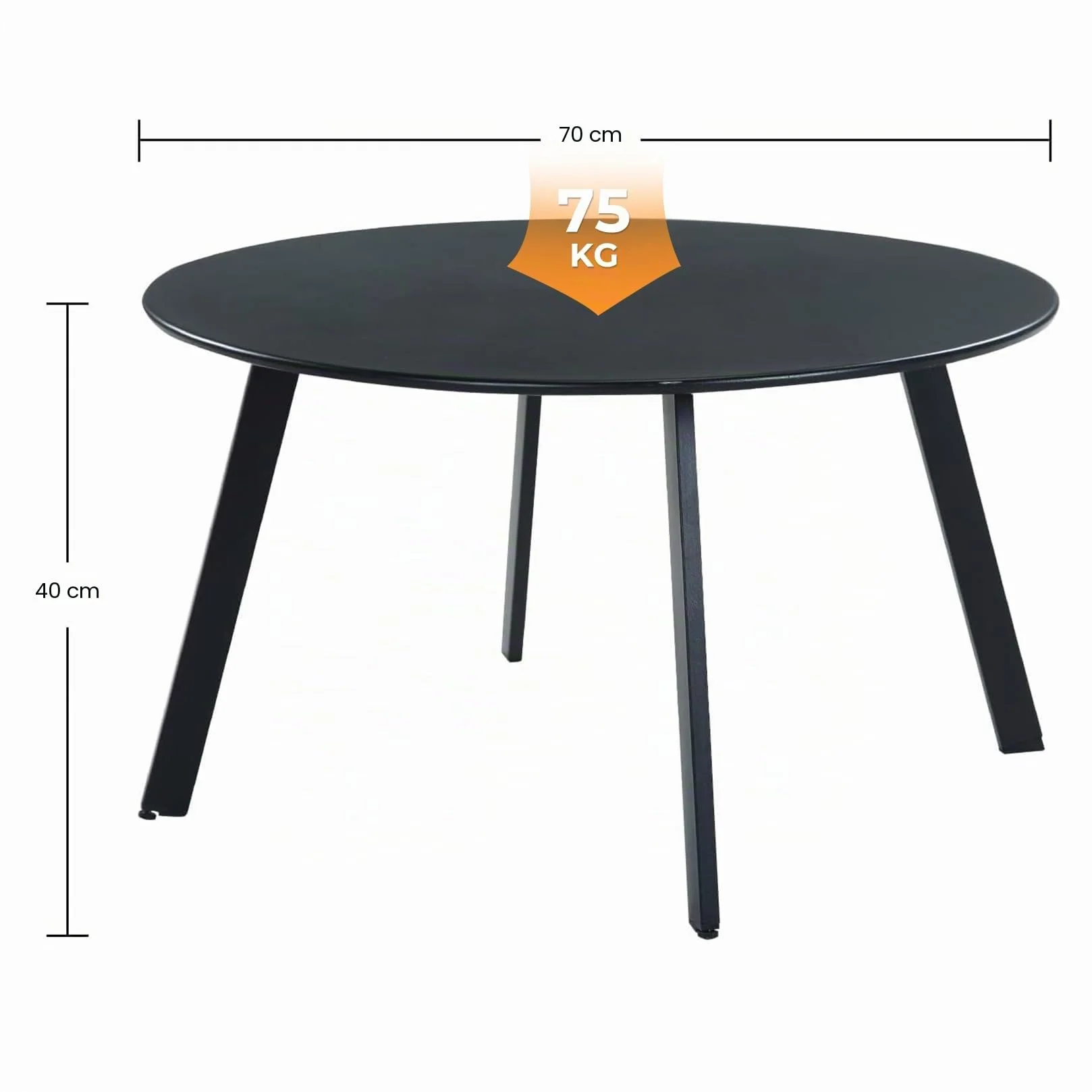 Tavolino rotondo da esterni Grand patio 70x70 cm nero leggero