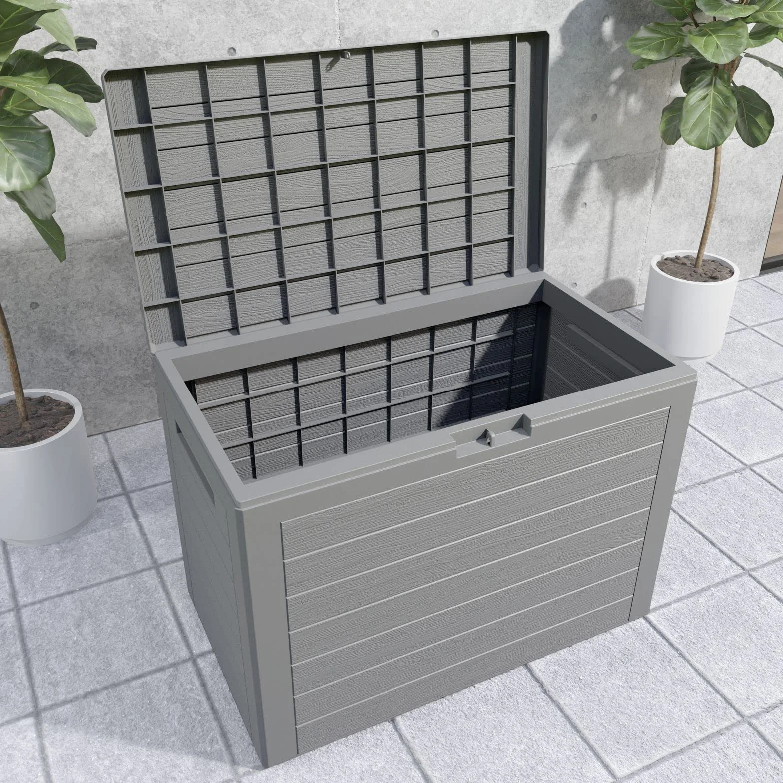 Casaria Baule da Giardino Lille 190 L Effetto Legno 78x44x55cm Impermeabile Esterni