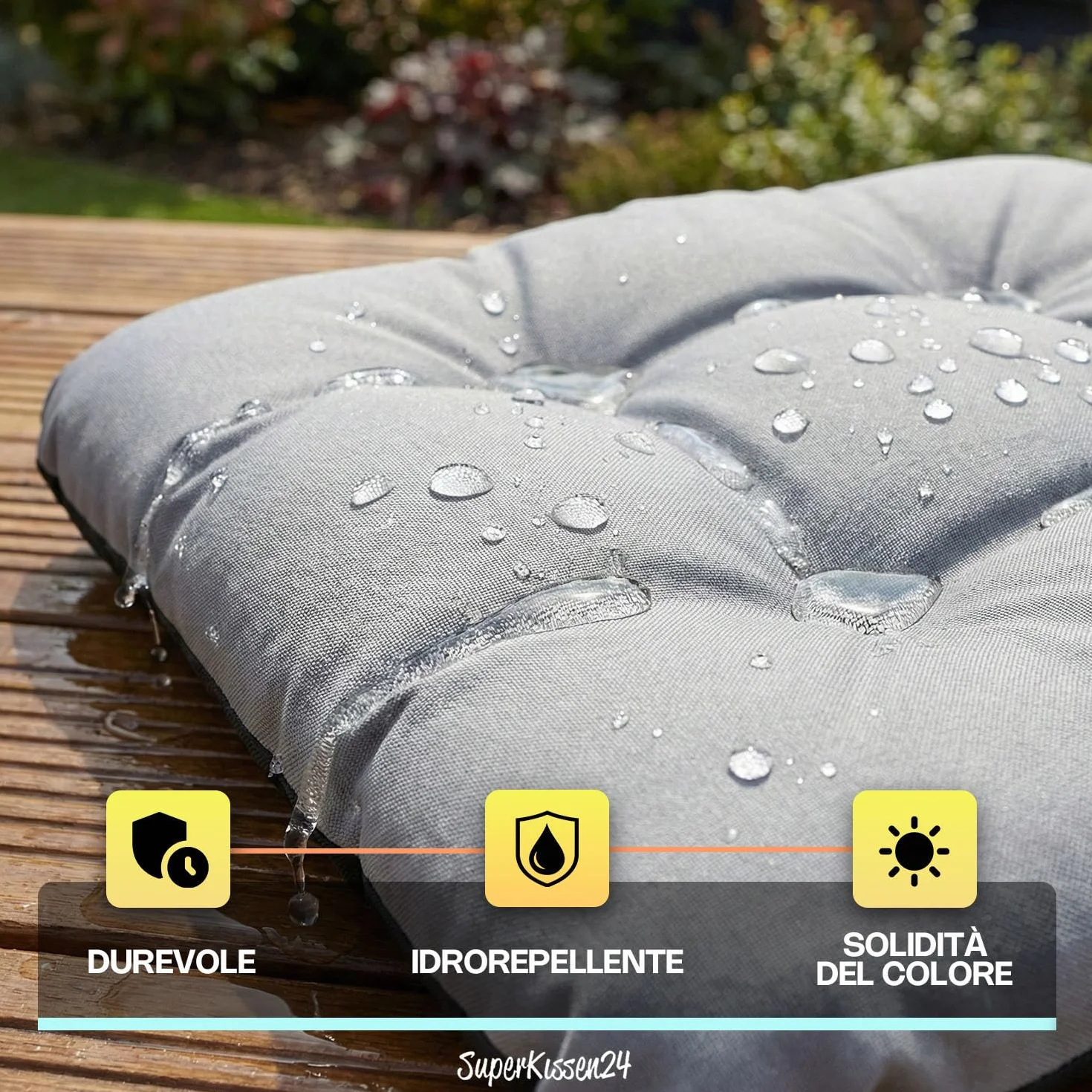 SuperKissen24. Set di 4 Cuscini per Sedie - Cuscino 45x45 cm da Esterno ed Interno Comoda Seduta Impermeabile per Mobili e Arredamento da Giardino, per Pavimento - Exotic