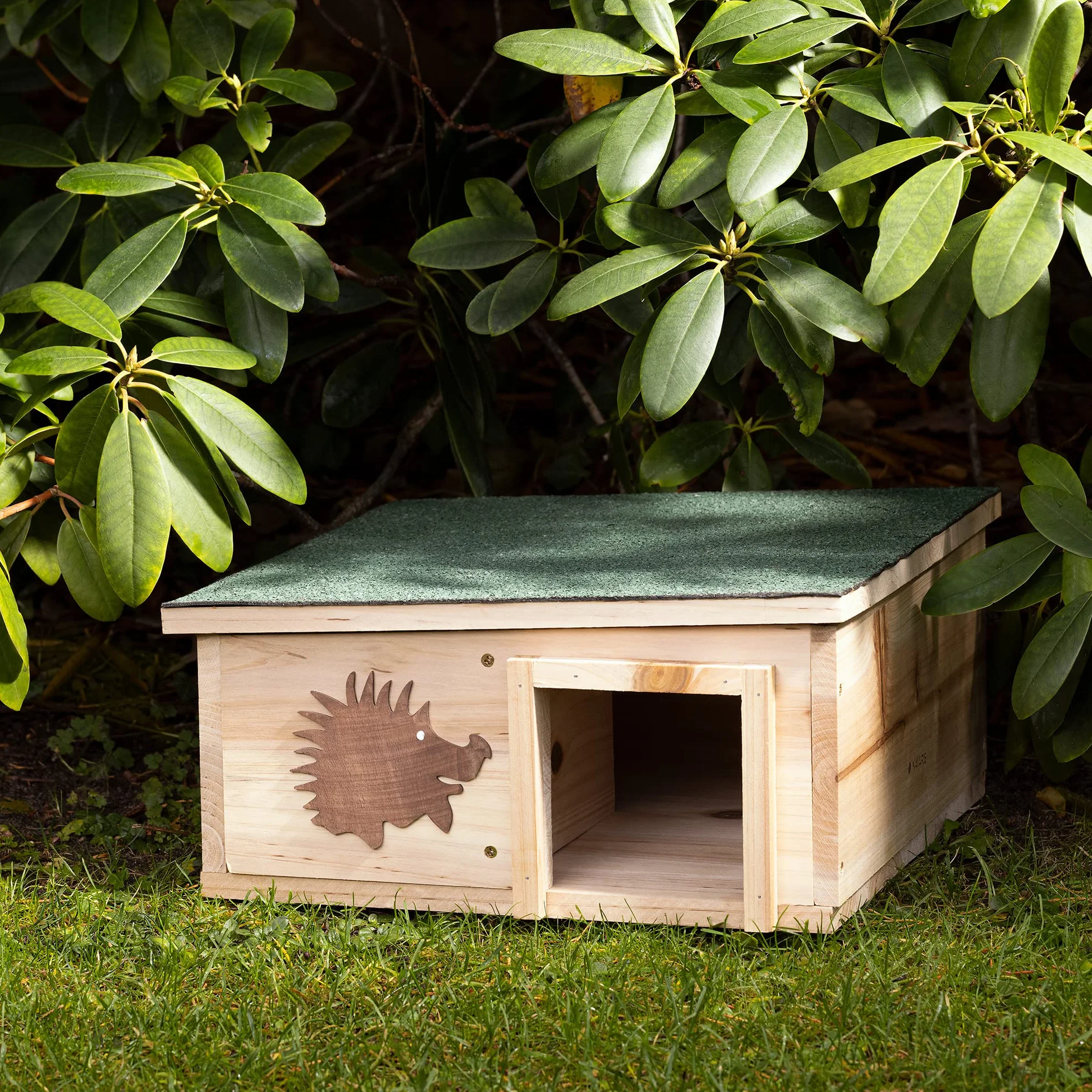 Navaris Casa per Ricci - Casetta in Legno Abete per Erinaceidi e Piccoli Roditori 40x40x19cm - Tana per Letargo Invernale Riccio con Tetto Amovibile