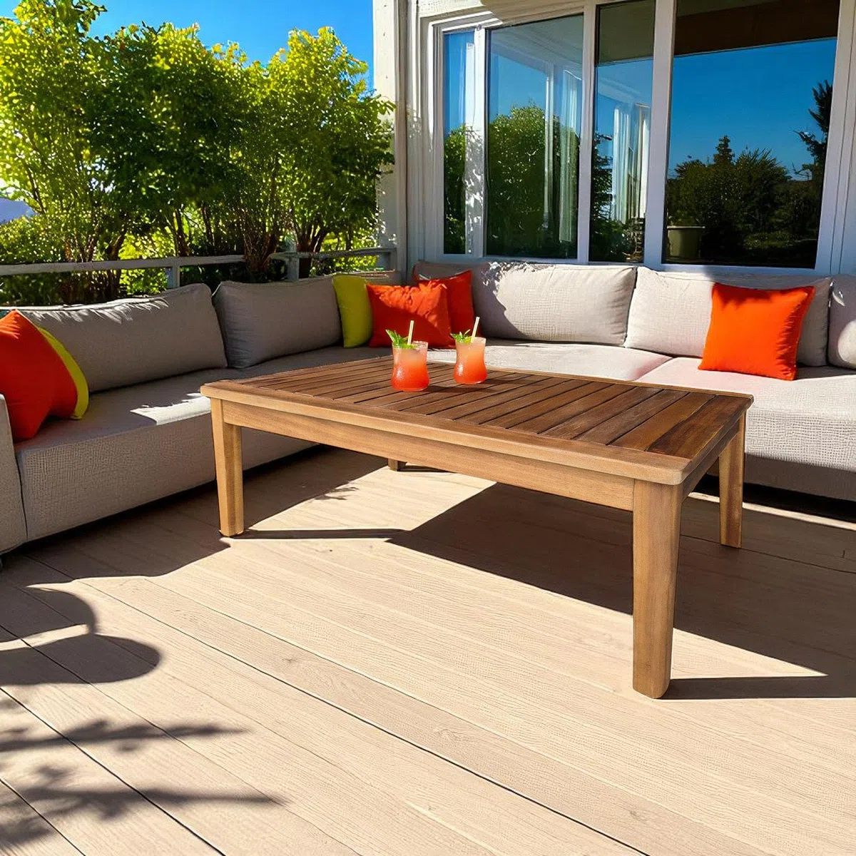 Tavolino da giardino in legno di acacia oliato 80 x 50 cm - Tavolo da salotto in legno massello