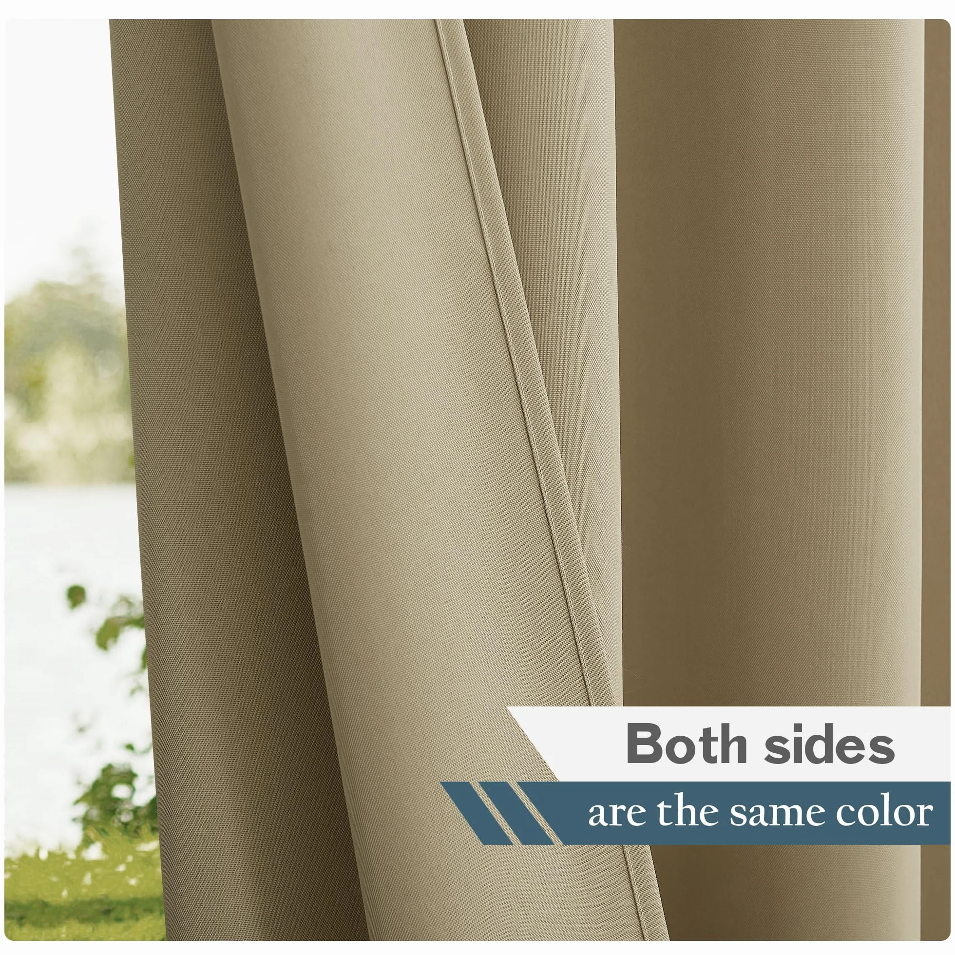 PONY DANCE Tenda da Sole per Esterno Impermeabile con Passanti Adesivi Tenda per Balcone Termica Curtains Gazebo Idrorepellente 2 Pezzi L 140 x A 213 cm, Moca