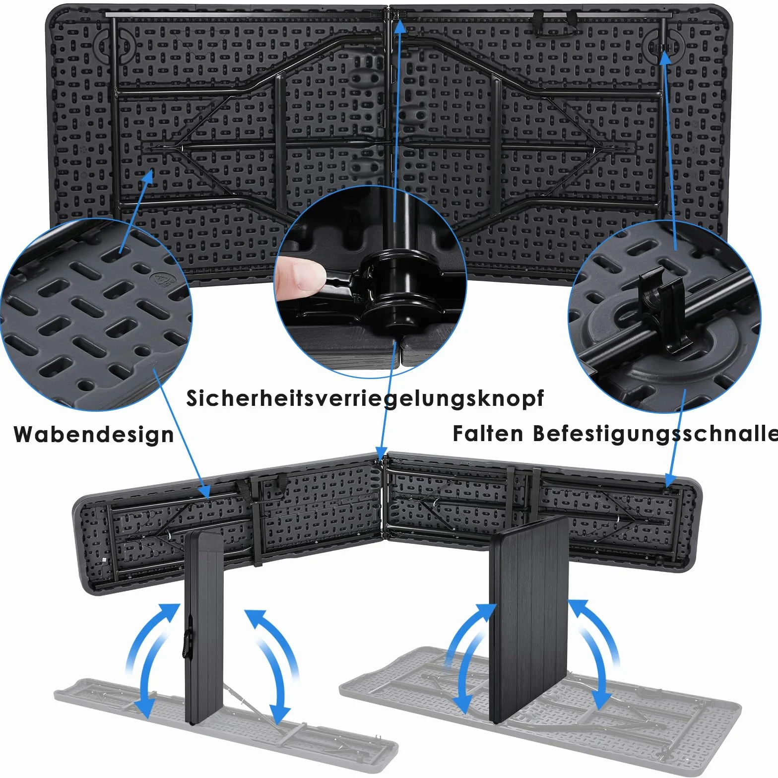 Set Tenda da Birra 3 Pezzi 180cm, Tavolo e 2 Panche Pieghevoli, Mobili da Giardino in Plastica HDPE