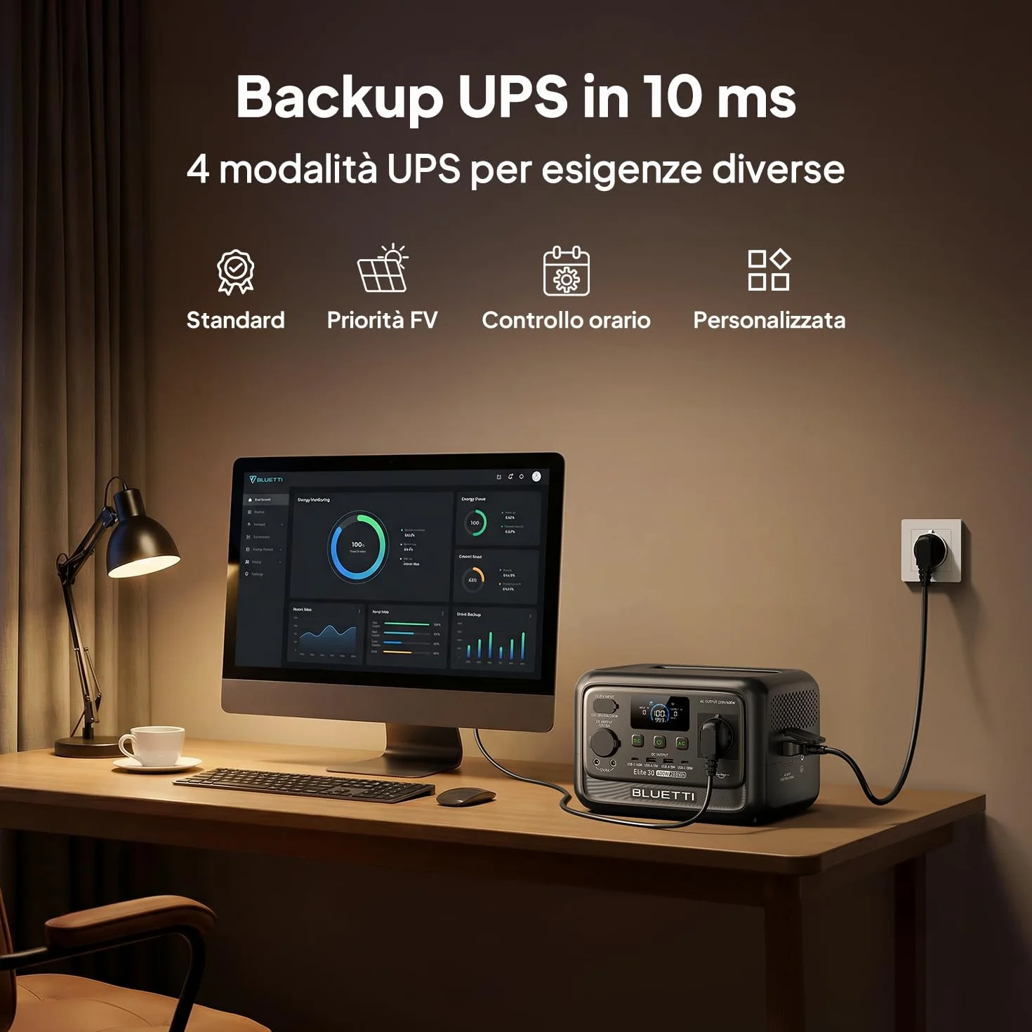 BLUETTI Stazione di Energia Portatile Elite 30 V2, Batteria LiFePO4 da 288Wh, Uscita CA da 600W (Picco 1500W), Ricarica Totale in 70 Minuti, Ideale per Campeggio, Viaggi, Interruzioni di Corrente