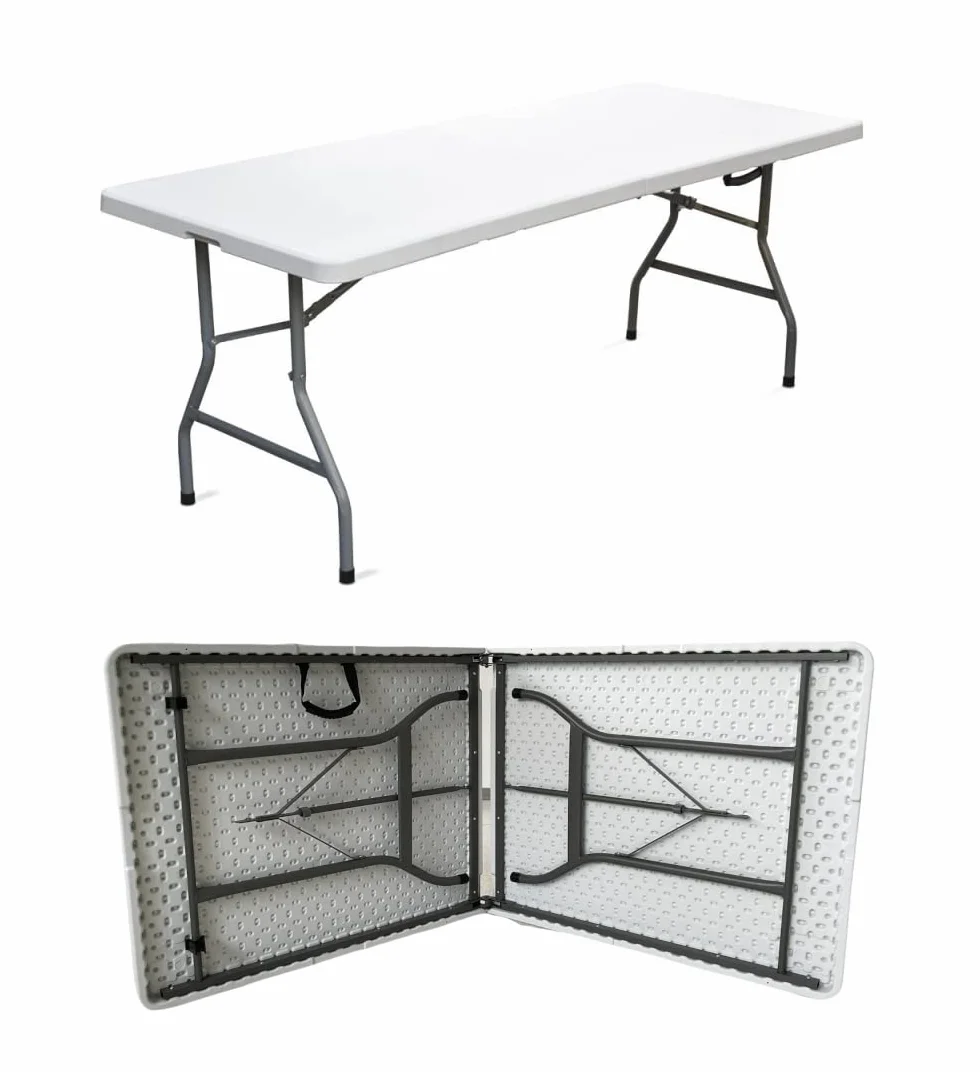 Tavolo Pieghevole Richiudibile 180x75x72 cm Bianco per Feste Sagre Fiere Giardino Campeggio