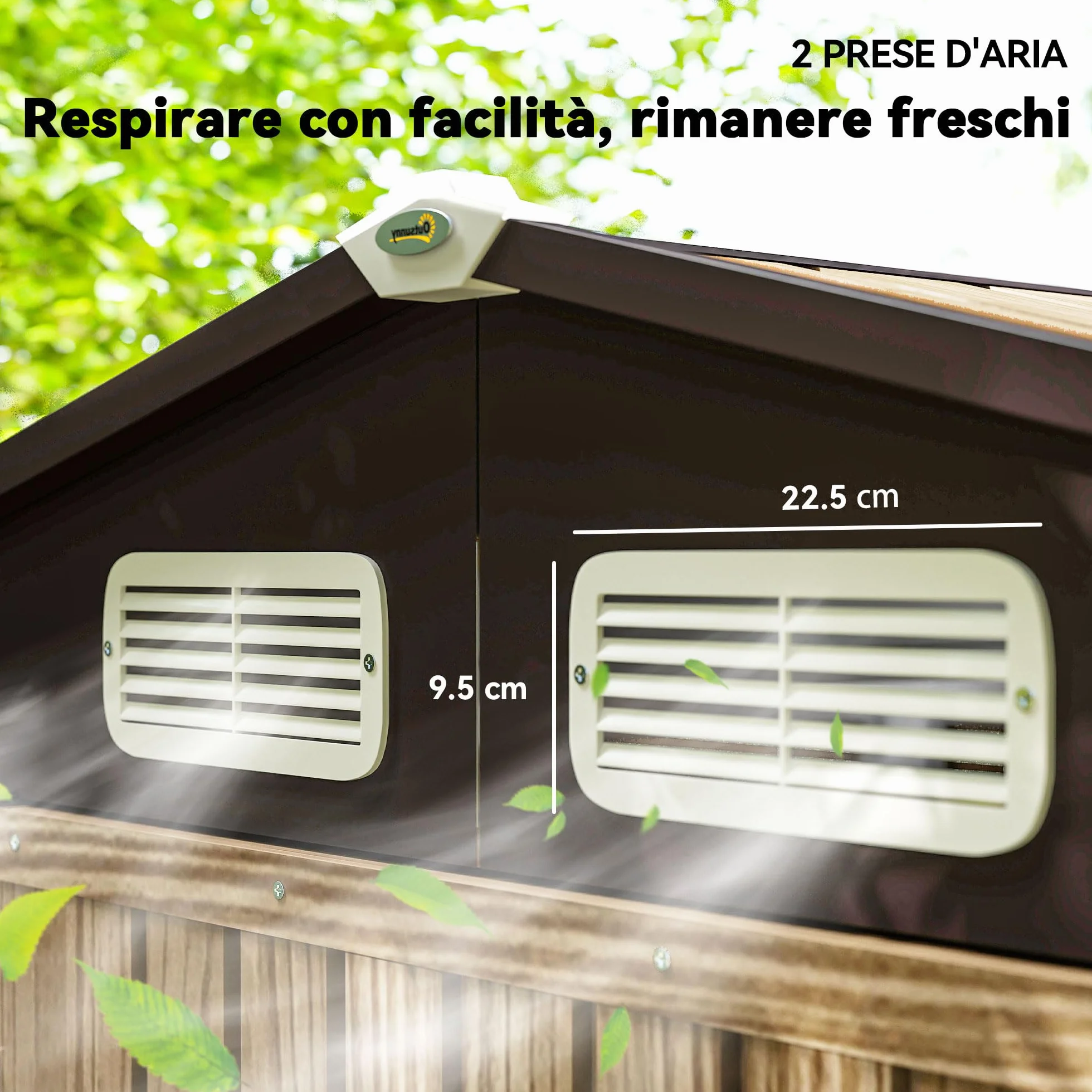 Outsunny Casetta da Giardino 1.9x1.3 m Acciaio Capanno Porta Attrezzi Lamiera Prese d'Aria Catenaccio Quercia