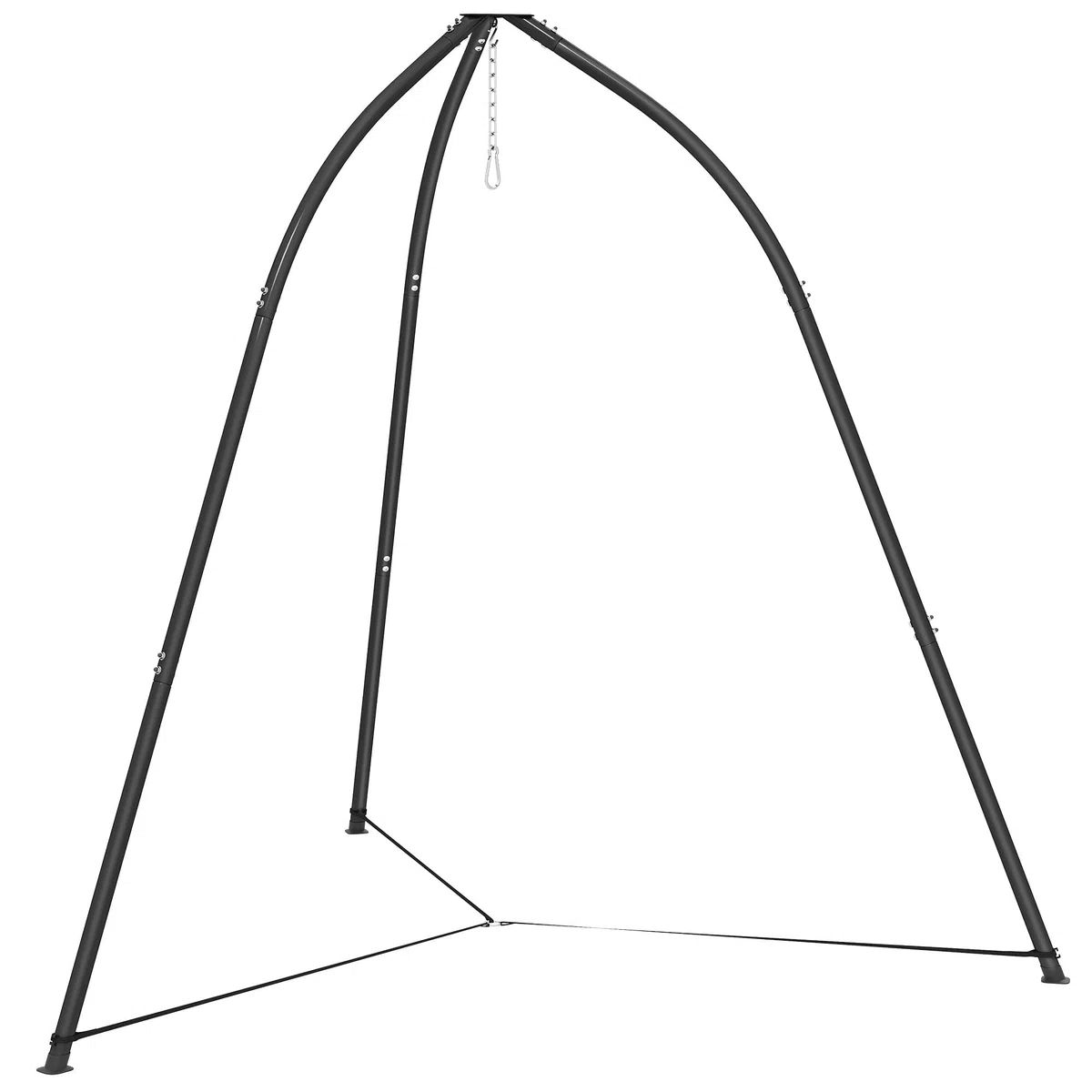 Outsunny Supporto per Sedia sospesa Triangolare Altezza 210 cm, con Catena Regolabile, Base Stabile, Resistente alle intemperie, Struttura per Sedia sospesa per Patio, Giardino, carico 150 kg, Nero