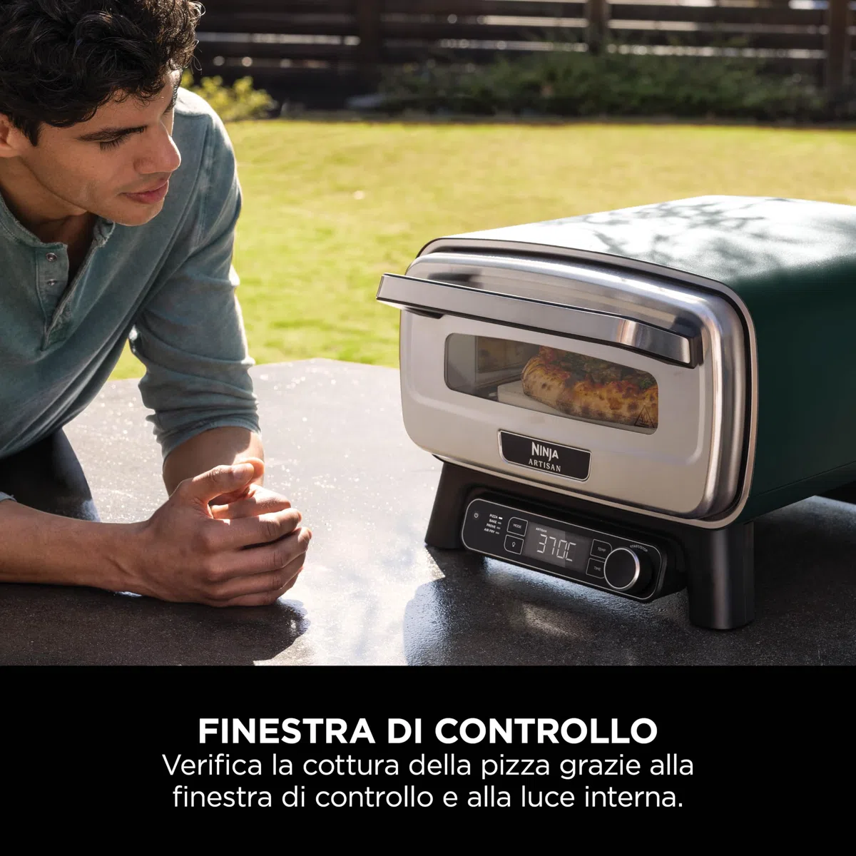 Ninja Artisan Forno elettrico per pizza e friggitrice ad aria da esterno MO201AMZEU 30 cm verde