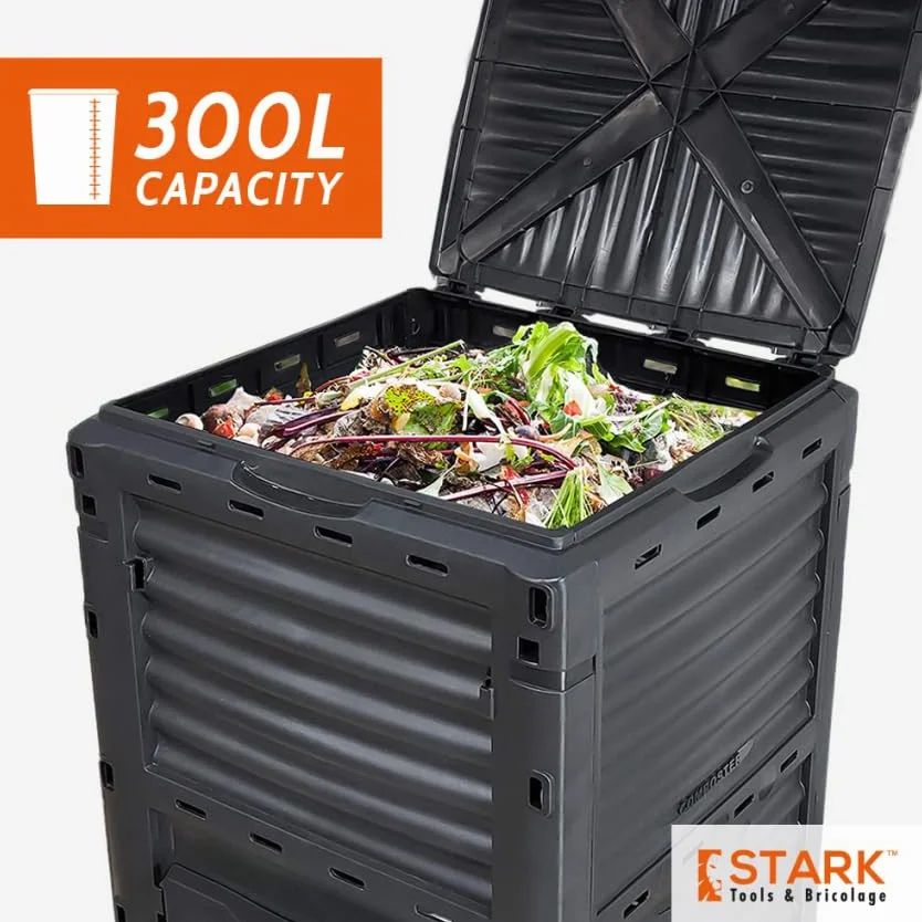 Compostiera da Giardino 300L Esterno in Plastica Humus