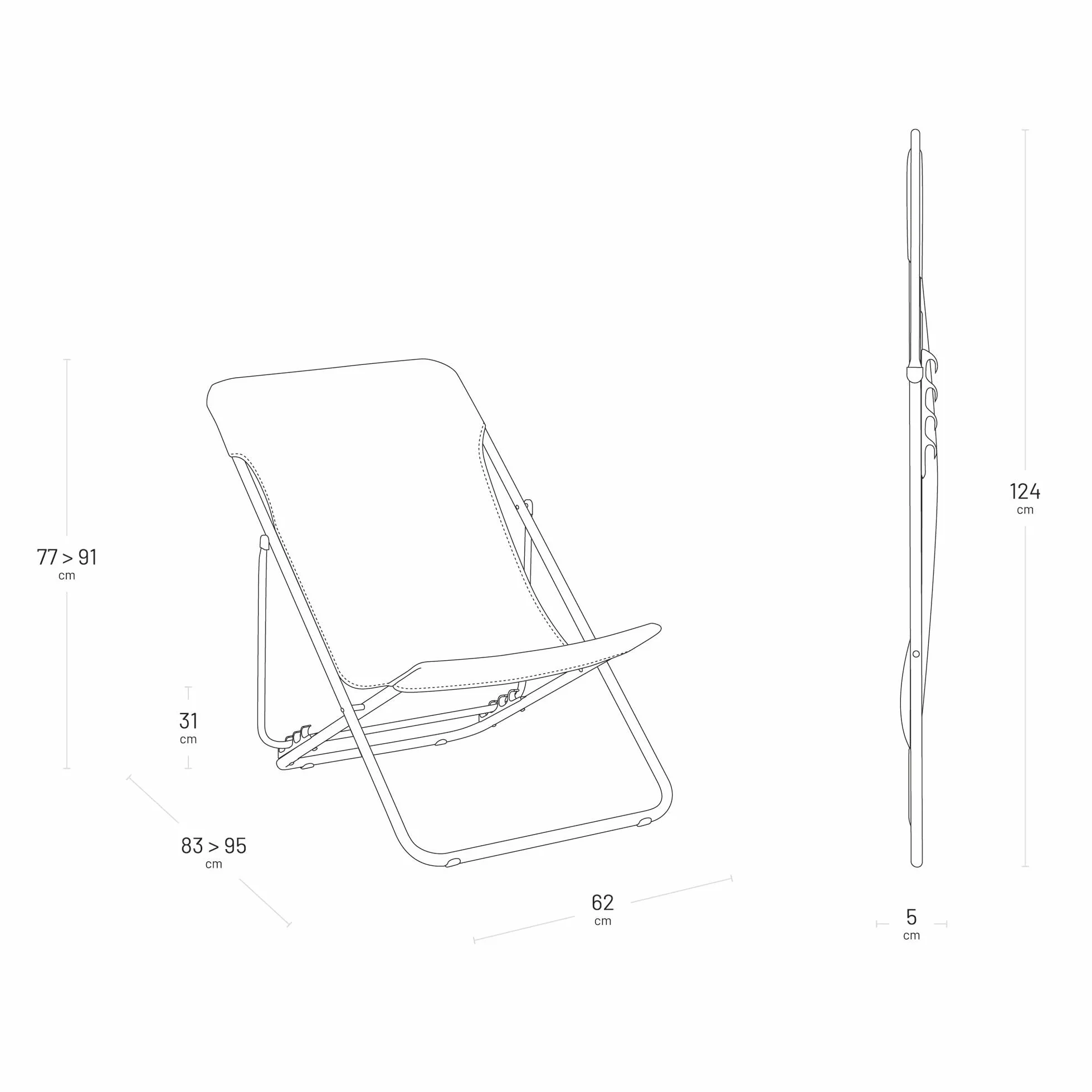 Lafuma Mobilier Maxi Lettino Grafite-Antracite Sedia regolabile leggera e stabile