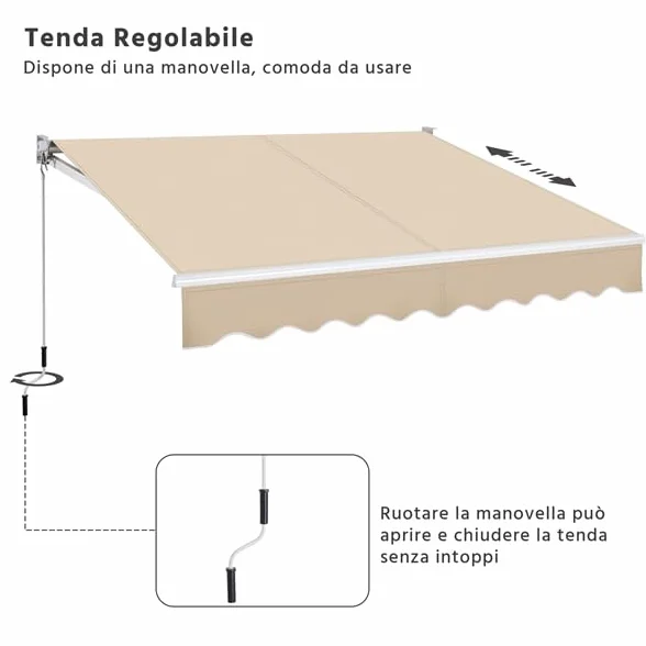 Yaheetech Tenda da Sole Avvolgibile Impermeabile 250 x 200 cm Beige