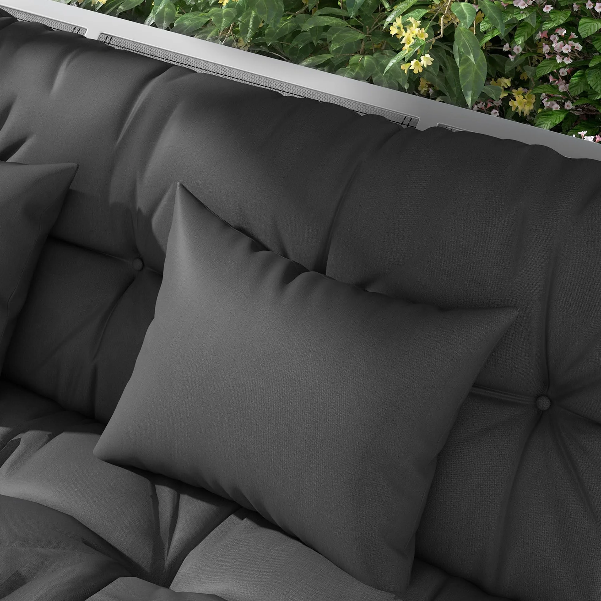 Outsunny Cuscini da Giardino Set 4 Pezzi per Schienale e Seduta con Imbottitura Spessa, Cuscini da Esterno in Poliestere, Senza Altalena, Grigio Carbone