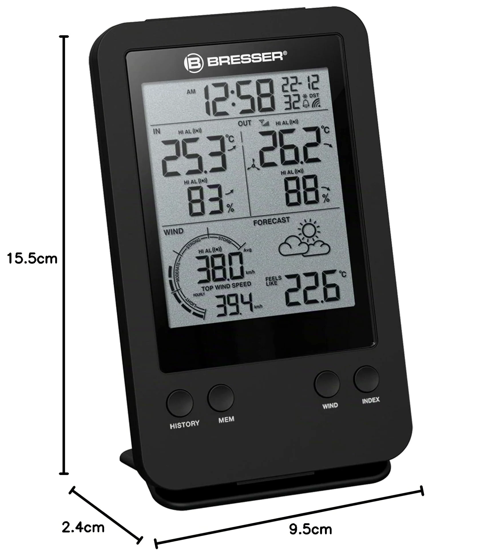 Bresser Anemometro Professionale 3 In 1 con Terminale Collegato Tramite Segnale Radio