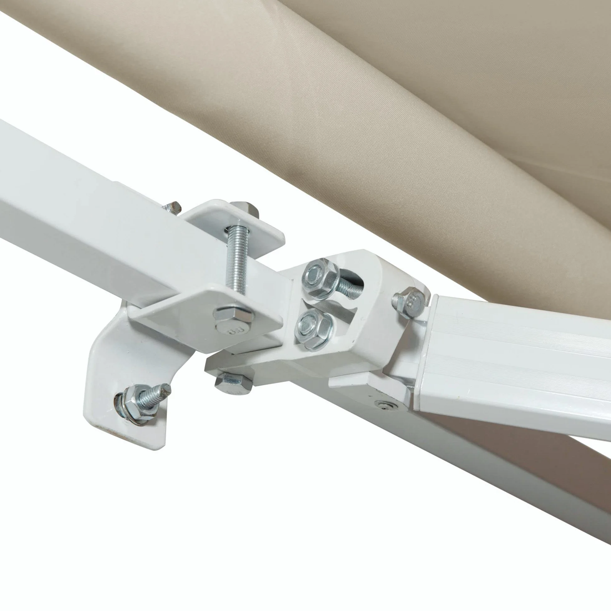 Outsunny Tenda da Sole 3.5x2.5 m Braccio Avvolgibile Manovella Alluminio Poliestere 280 g/㎡ UV30+ Crema