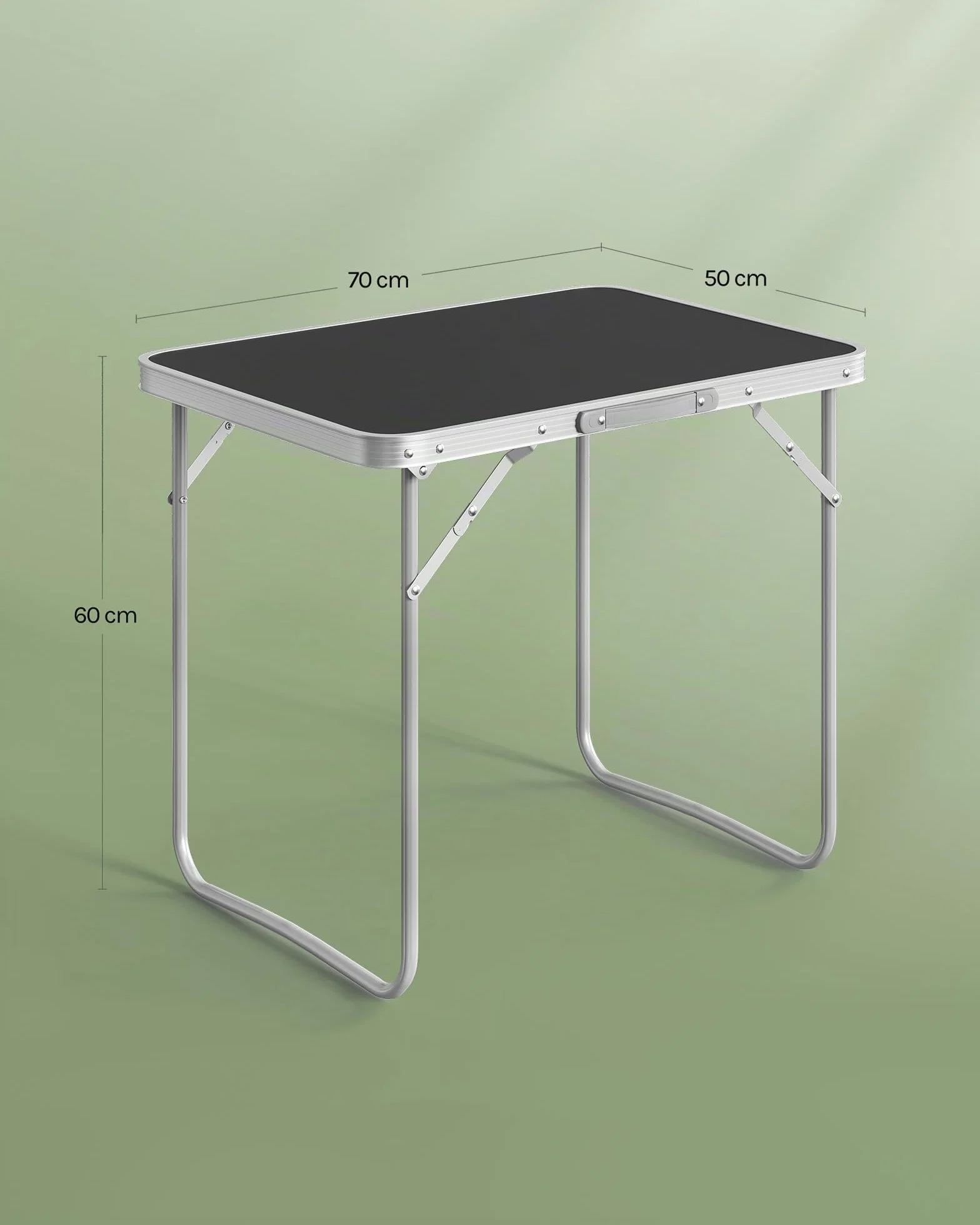 WOLTU Tavolo Campeggio Pieghevole in Alluminio e MDF 70x60x50 cm Nero