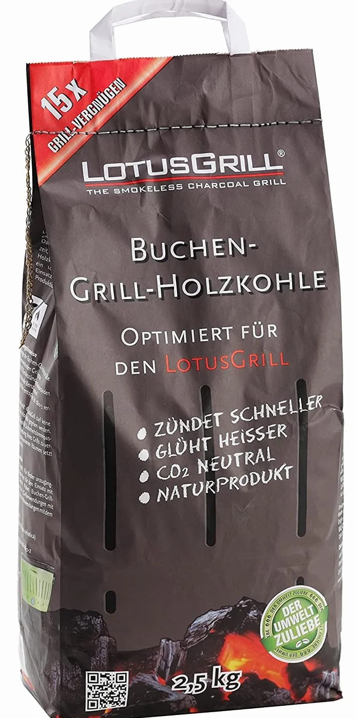 LotusGrill XL Starter-Set, grill, węgiel bukowy 2,5 kg, pasta zapalająca 200 ml, torba transportowa (Black)