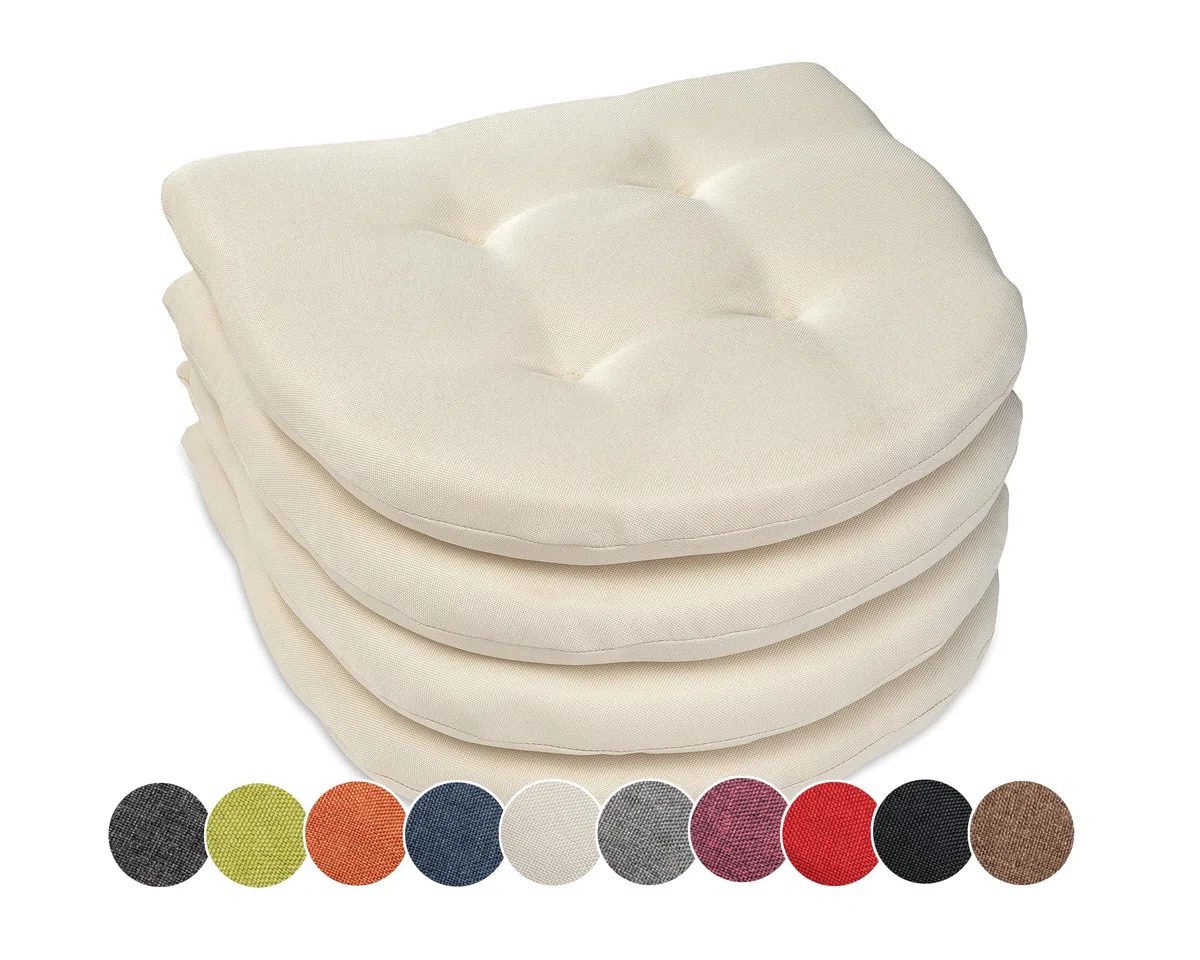 Sunnypillow Set da 4 Cuscini Sedie Cucina 40x40x5cm Seduta Interno Esterno Giardino Cremoso