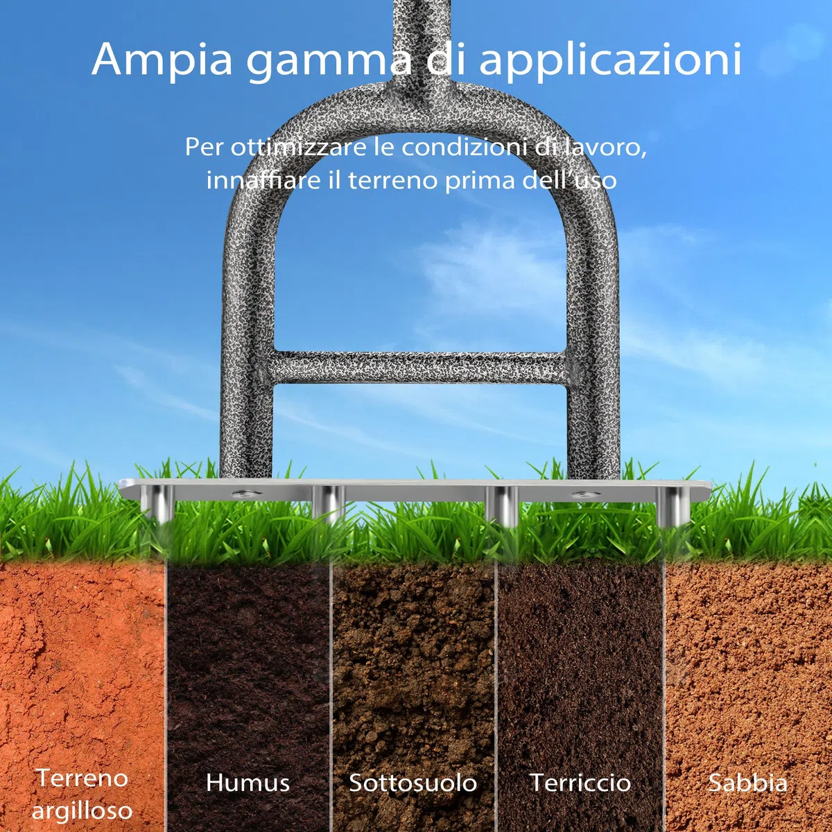 Wiltec Carotatrice manuale per prato in acciaio con impugnatura ergonomica a T e 4 fustelle