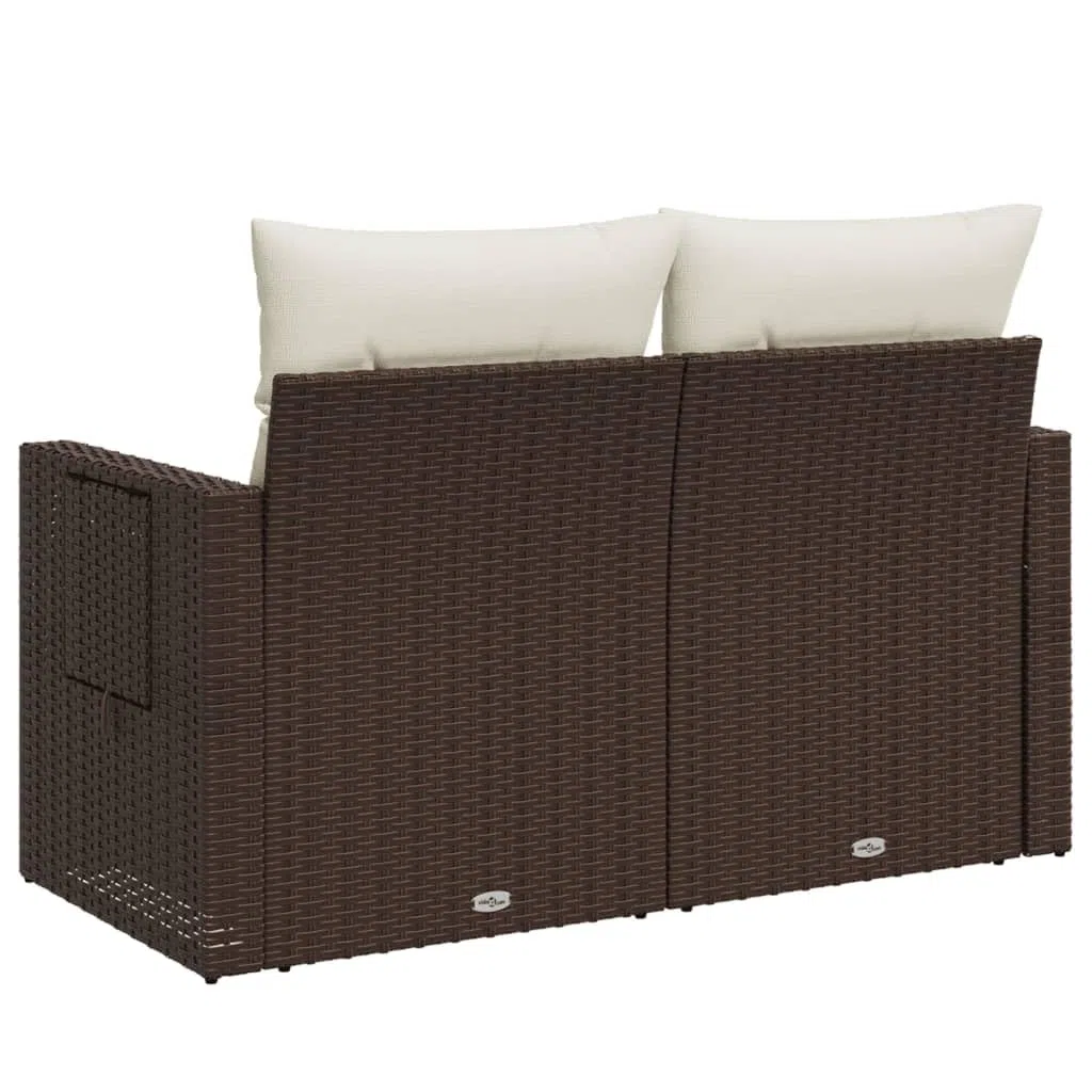 Divano da Esterno a 2 Posti Divano da Giardino 2 Posti Salotto da Giardino con Contenitore Divanetto da Esterno con Cuscini in Polyrattan-Marrone-2 Posti-2