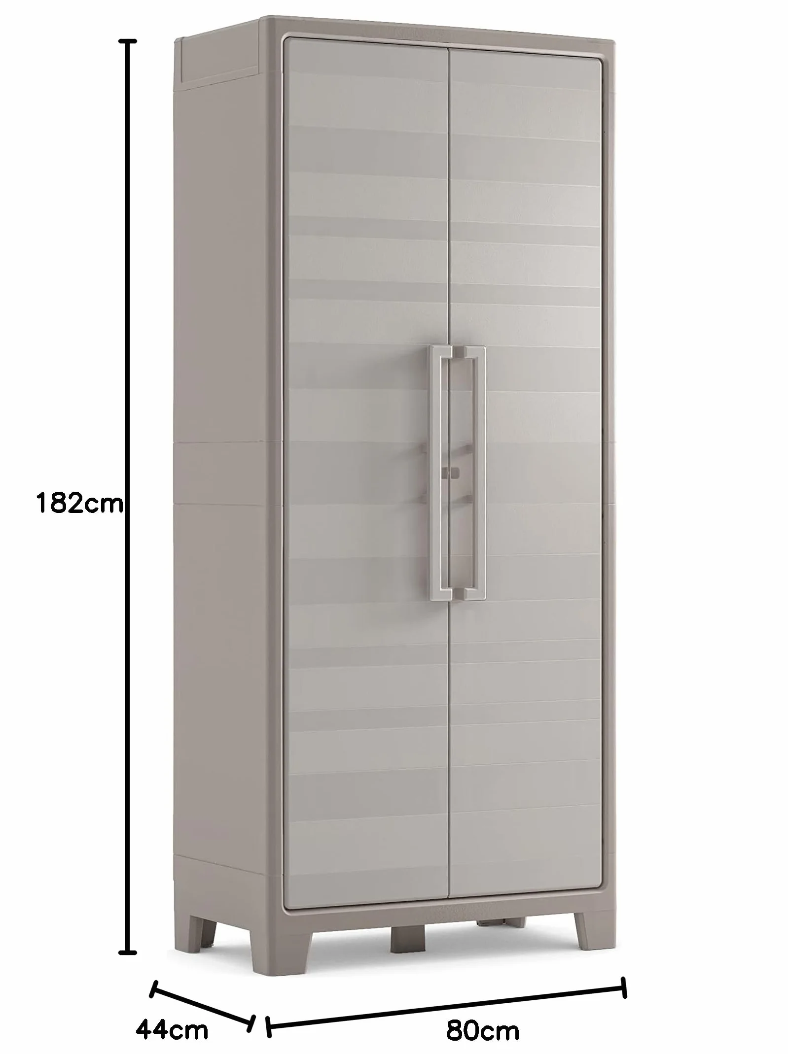 Keter Armadio Portascope Gulliver, 8 Ripiani Pieghevoli, da Esterno, Ideale per Balcone e Giardino, Sabbia/Beige, 80x44x182 H Cm