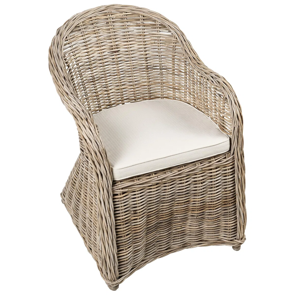 Beliani Poltrona da giardino in rattan naturale con cuscini in cotone bianco