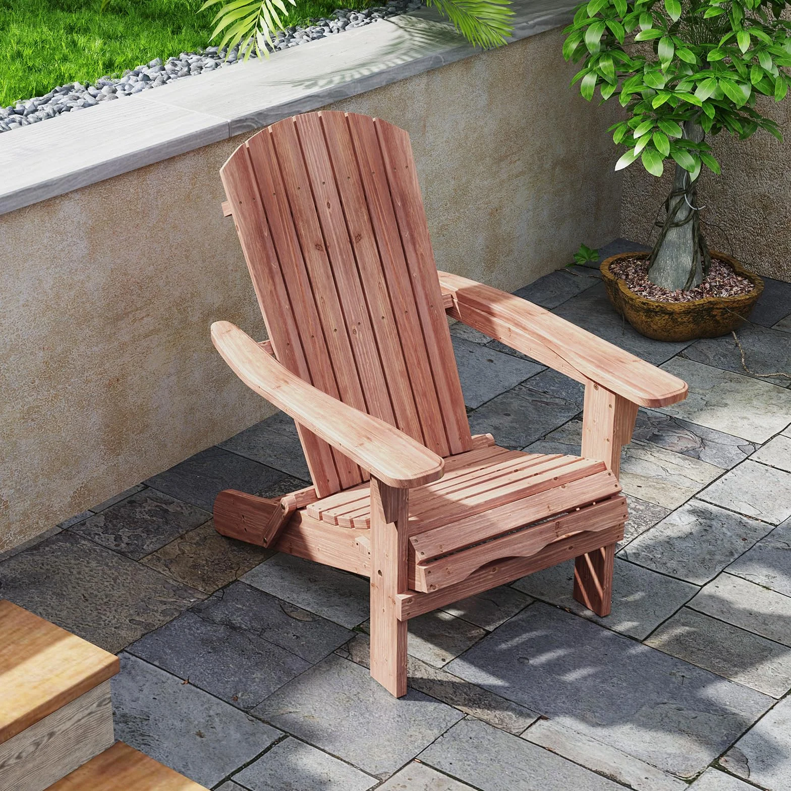 GIANTEX Set di 2/4 Sedie Adirondack Pieghevoli, Sedia da Esterno con Telaio in Legno di Abete, Schienale Alto e Braccioli Ergonomici, Sedia Adirondack per Patio Giardino Cortile Campeggio (1, Giallo)