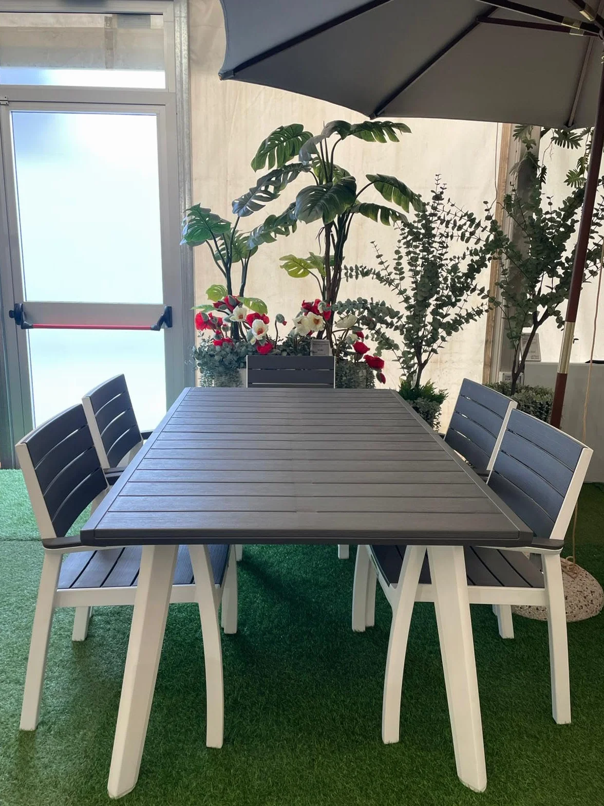 Keter Set da Giardino Tavolo allungabile 160/240 6 Poltrone Bianco/Grigio