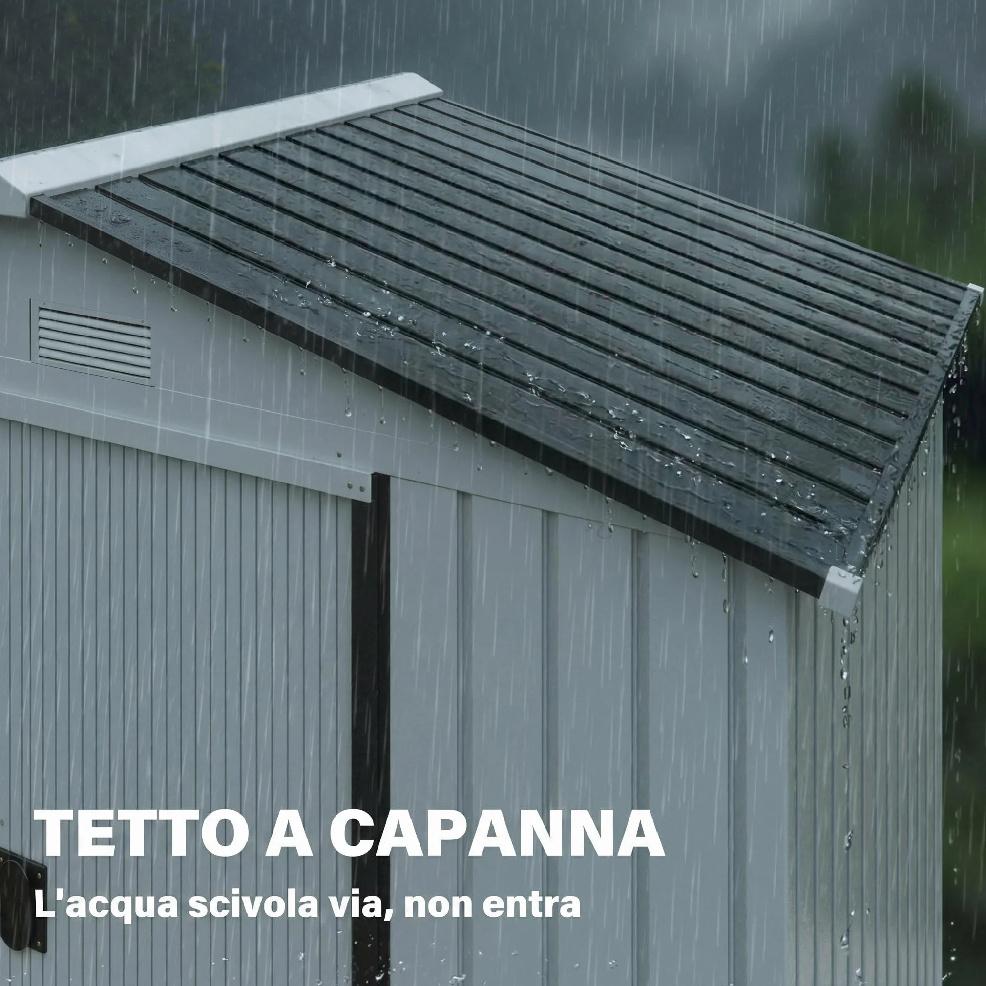 Outsunny Casetta da Giardino 2.5m² Acciaio Zincato con Basamento 213x130x185 cm Bianco Argentato