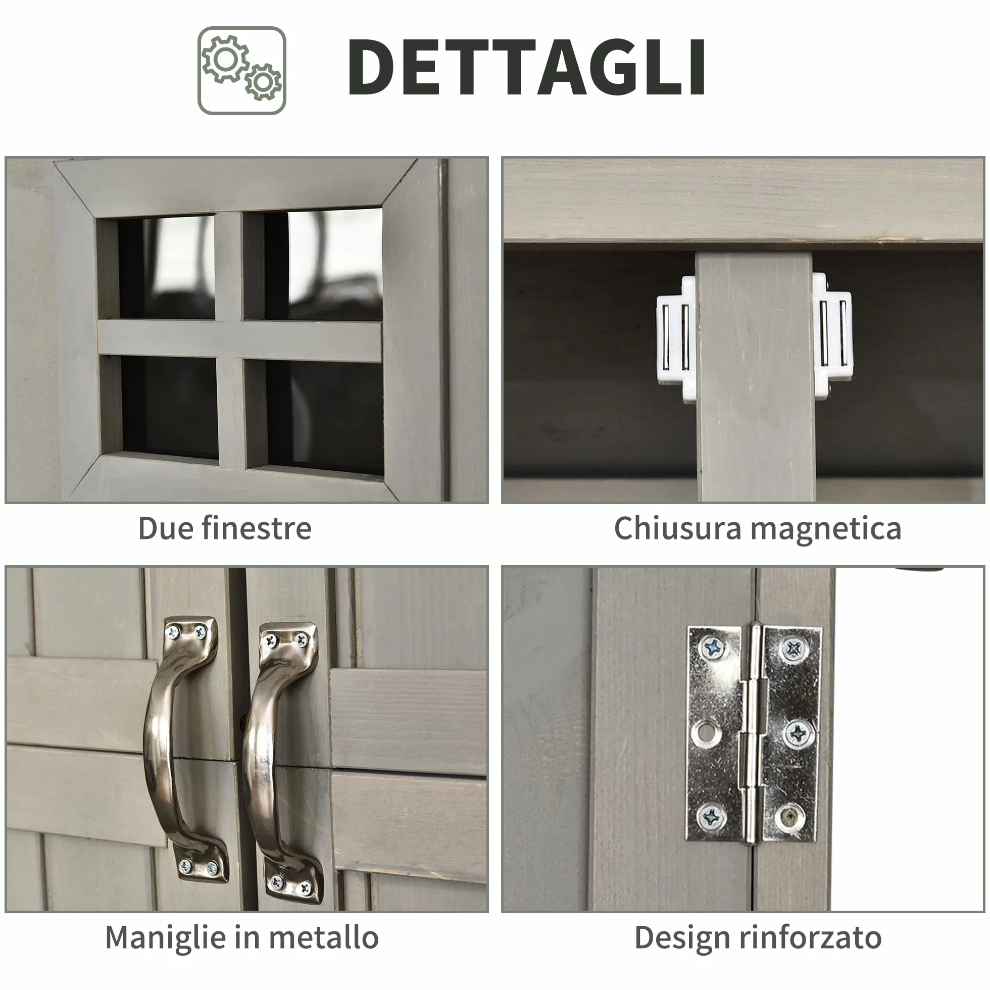 Outsunny Casetta da Giardino in Legno di Abete 127.5x50x164cm Grigio Chiaro