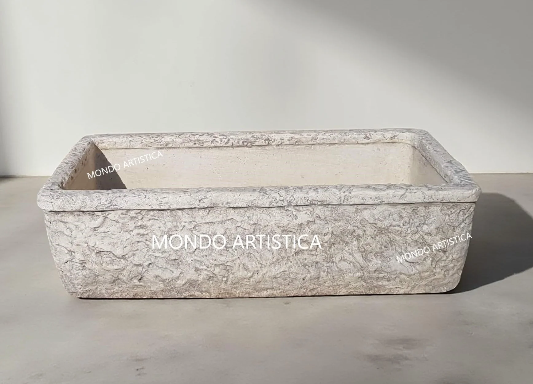 Lavandino, Lavabo, Pilozzo, Vasca Unica, Fontana Da Esterno, Per Giardino Altezza 22 cm, Larghezza 80x40 Cm, In Cemento Bianco E Polvere Di Marmo, Colore Sfumato Grigio
