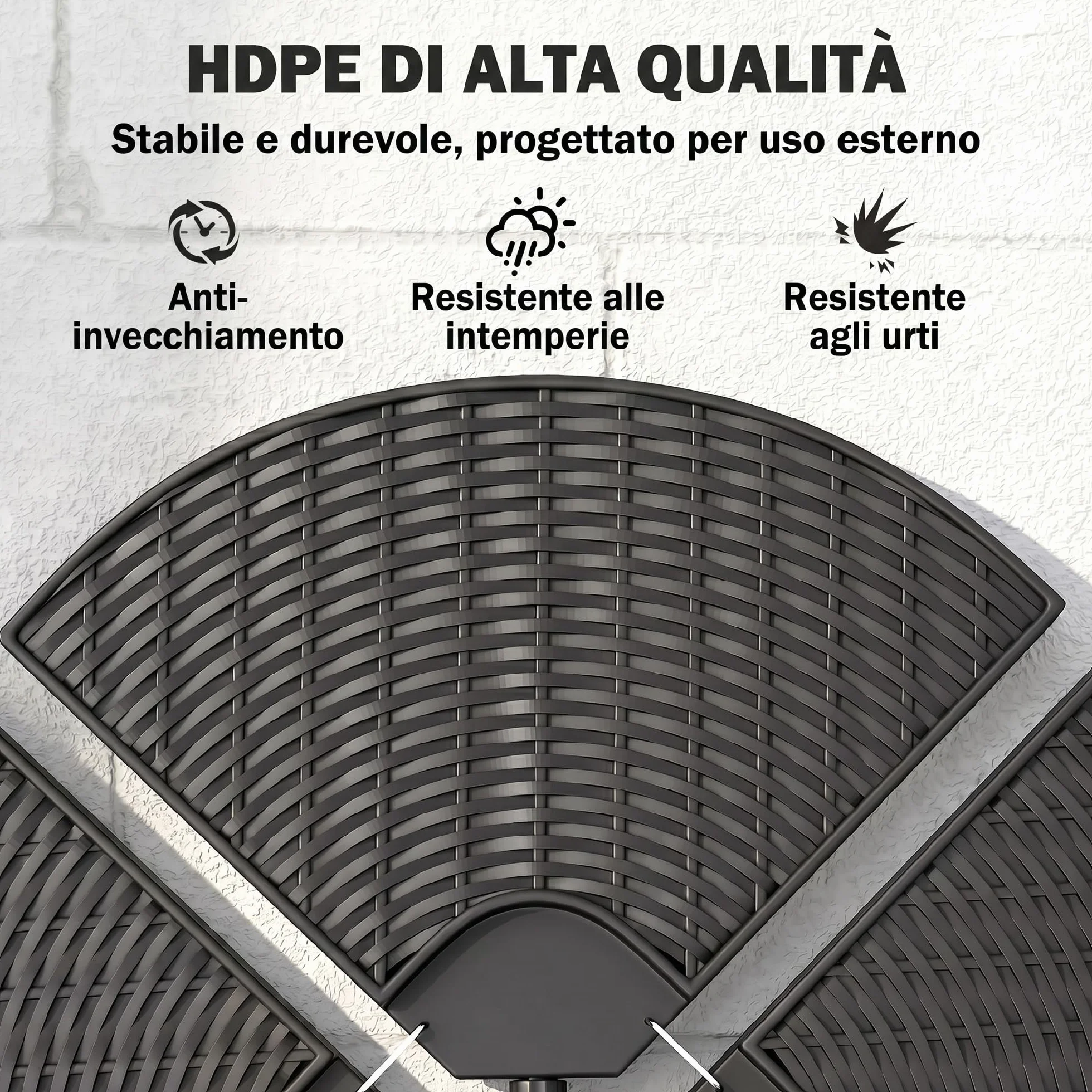 Outsunny Base per Ombrellone a Braccio da 4 Pezzi in HDPE Riempibili con Acqua e Sabbia, Ø100x8 cm, Nero