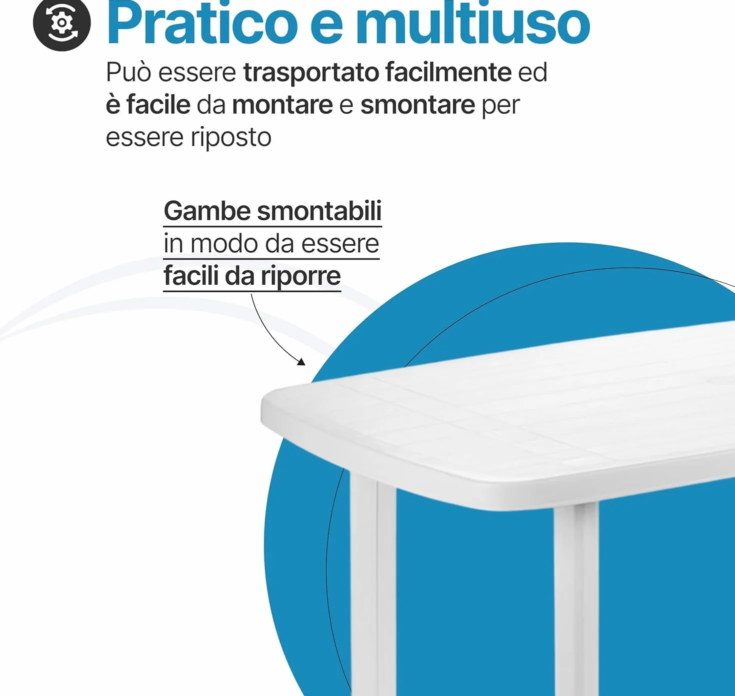 Tomaino Set Tavolo e Sedie da Esterno 6 Posti Plastica Impilabili Antracite