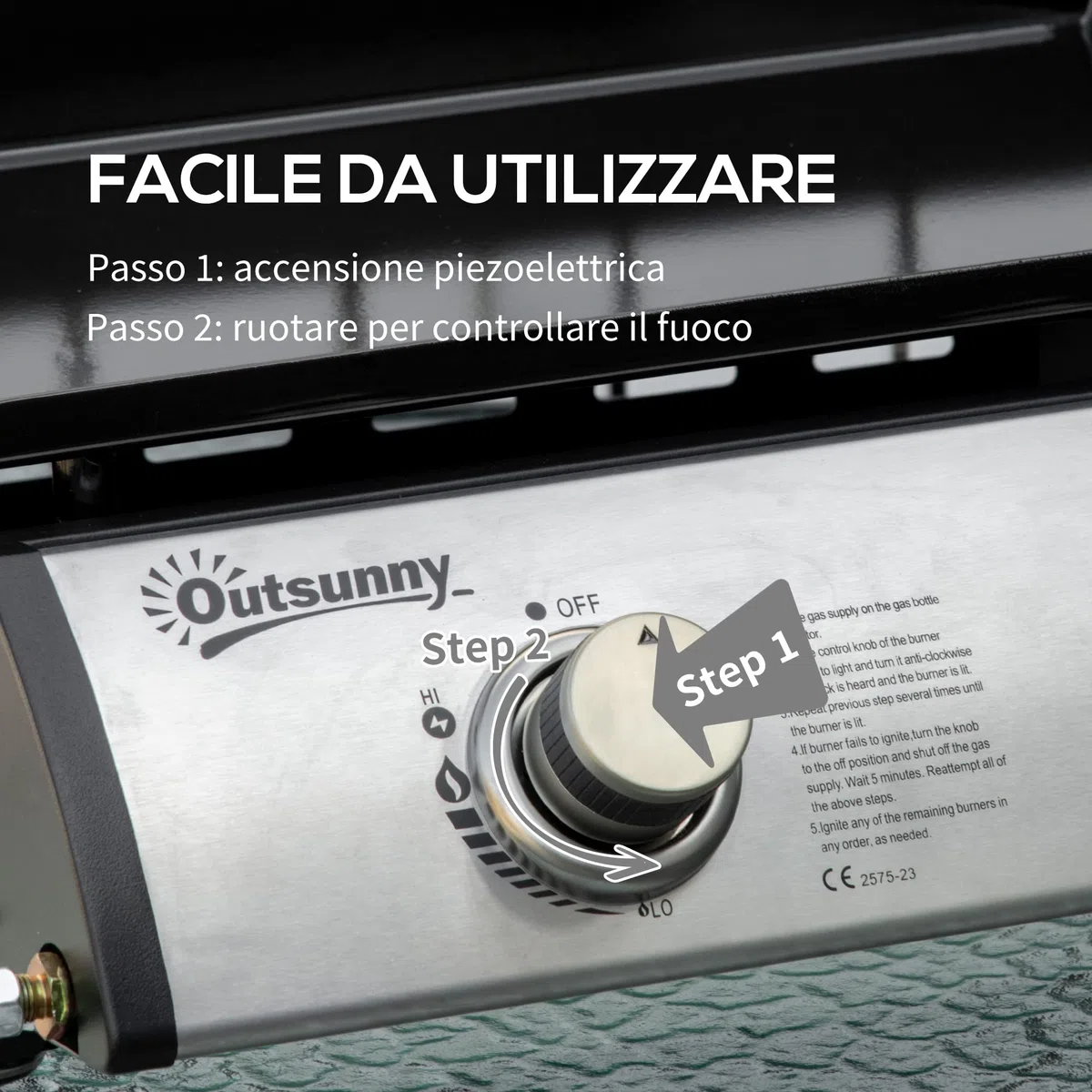 Outsunny Piastra Barbecue a Gas 2 Bruciatori BBQ Antiaderente da Tavolo 5kW 48.5x46x21cm Nero