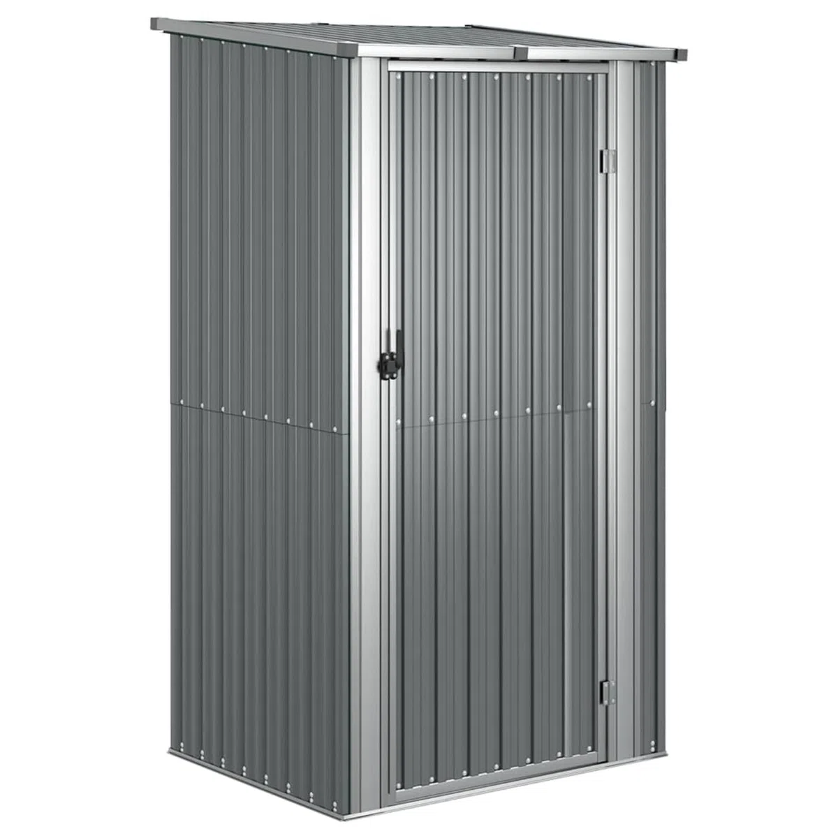 Gecheer Casetta per giardino in acciaio zincato, grigio, 118,5 x 97 x 209,5 cm, utensili in acciaio, cassetta degli attrezzi