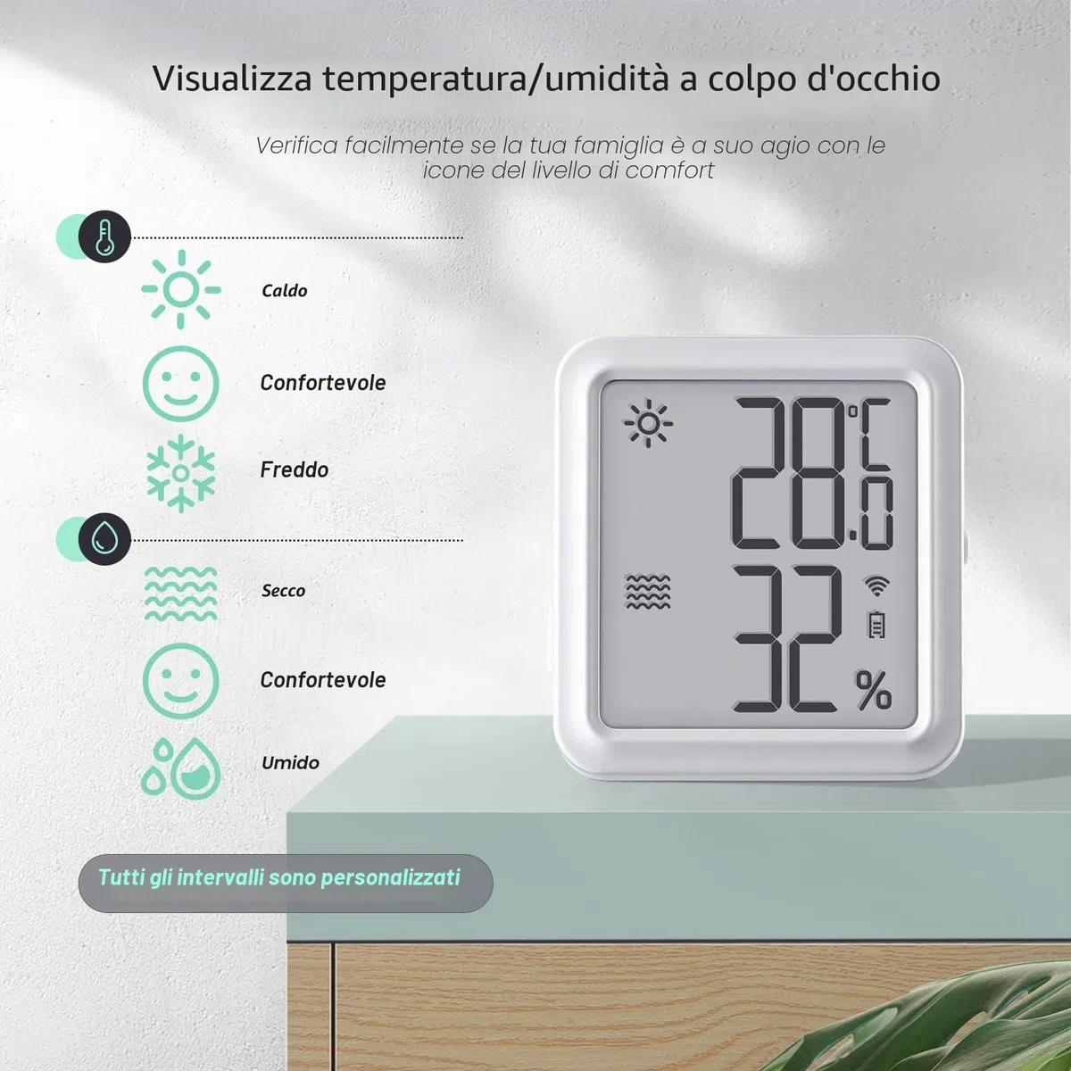 Inkbird Termometro Igrometro WiFi,IBS-TH3-PLUS Sensore di Temperatura con LCD Display,APP Controllo,Alert Notification,Termometro Ambiente Interno per Camera Serra Garage Cantina di Vini