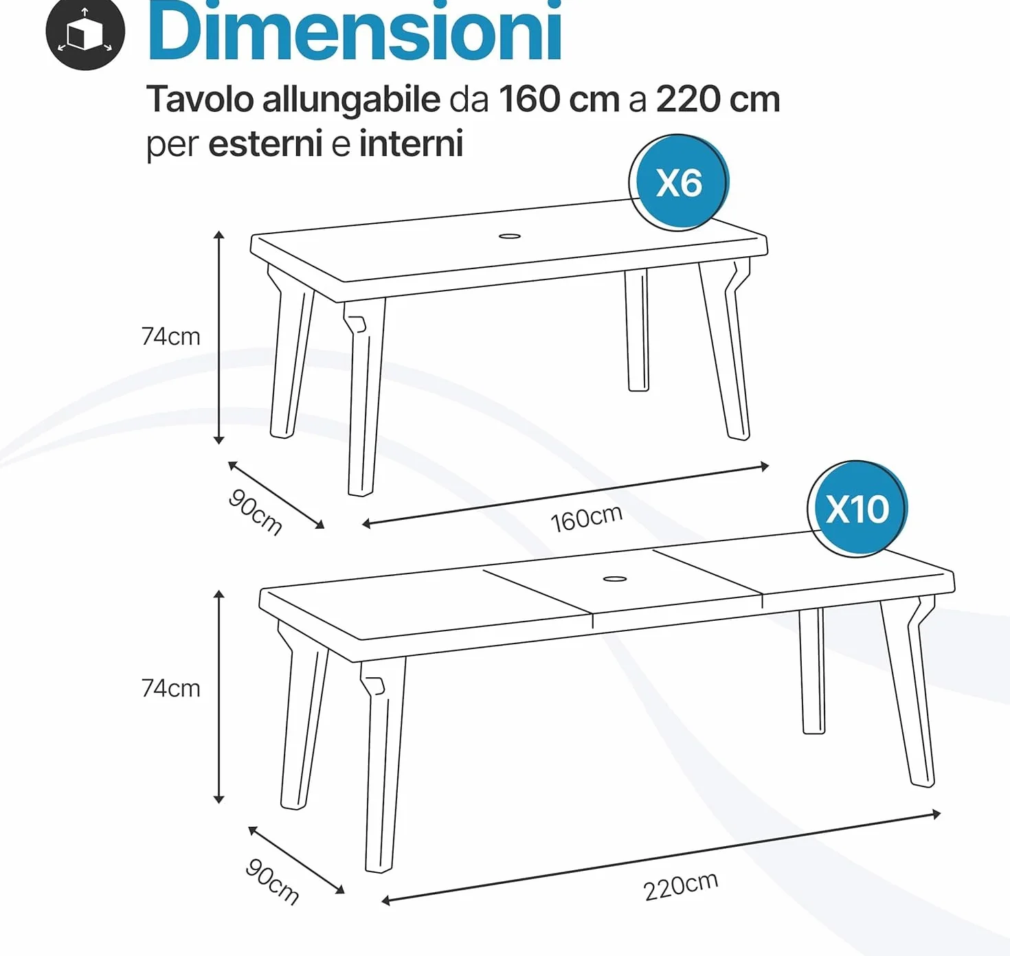 Tomaino Set Tavolo E 6 Sedie Da Giardino In Plastica Allungabile Impilabile Norden Nero