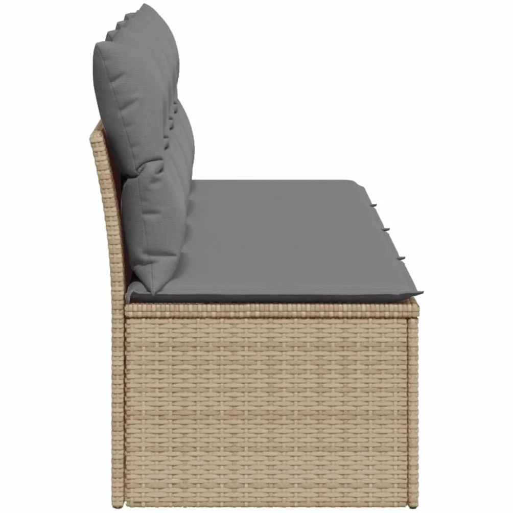 Divanetto da Esterno, Salotto da Giardino Esterno, Divano da Giardino con Cuscini a 4 Posti Beige in Polyrattan