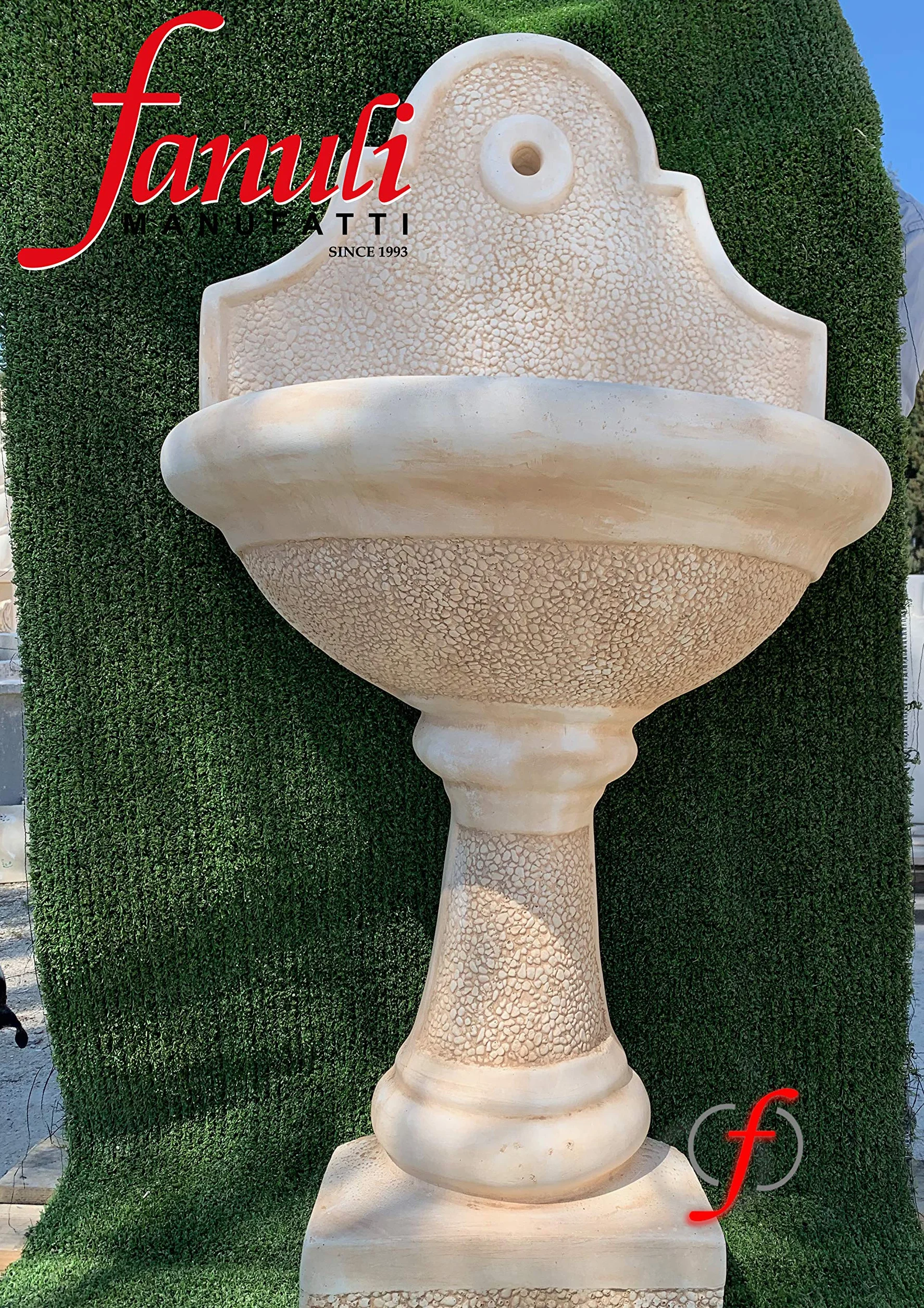 FONTANA A MURO TROPEA, FONTANA A COLONNA, SALVA SPAZIO, SCARICO A SCOMPARSA, LAVAMANI, ACQUAIO DA GIARDINO, LAVELLO DA ESTERNO FONTANELLA IN CEMENTO BIANCO E POLVERE DI MARMO, FONTANINE DA RUBINETTO
