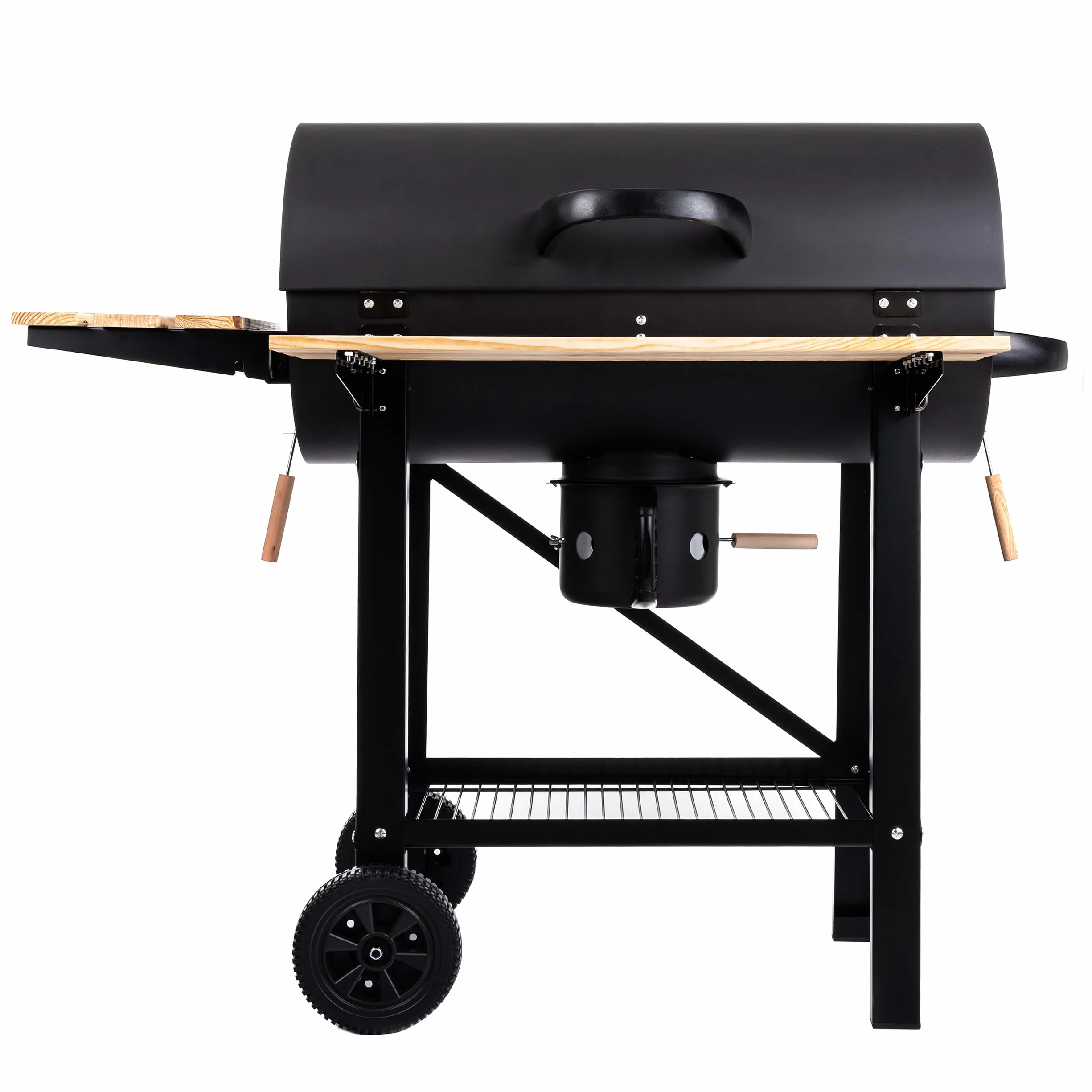 LEHMANN Barbecue a Carbonella con Griglia XL, Carrello Grill con Due Ripiani in Legno